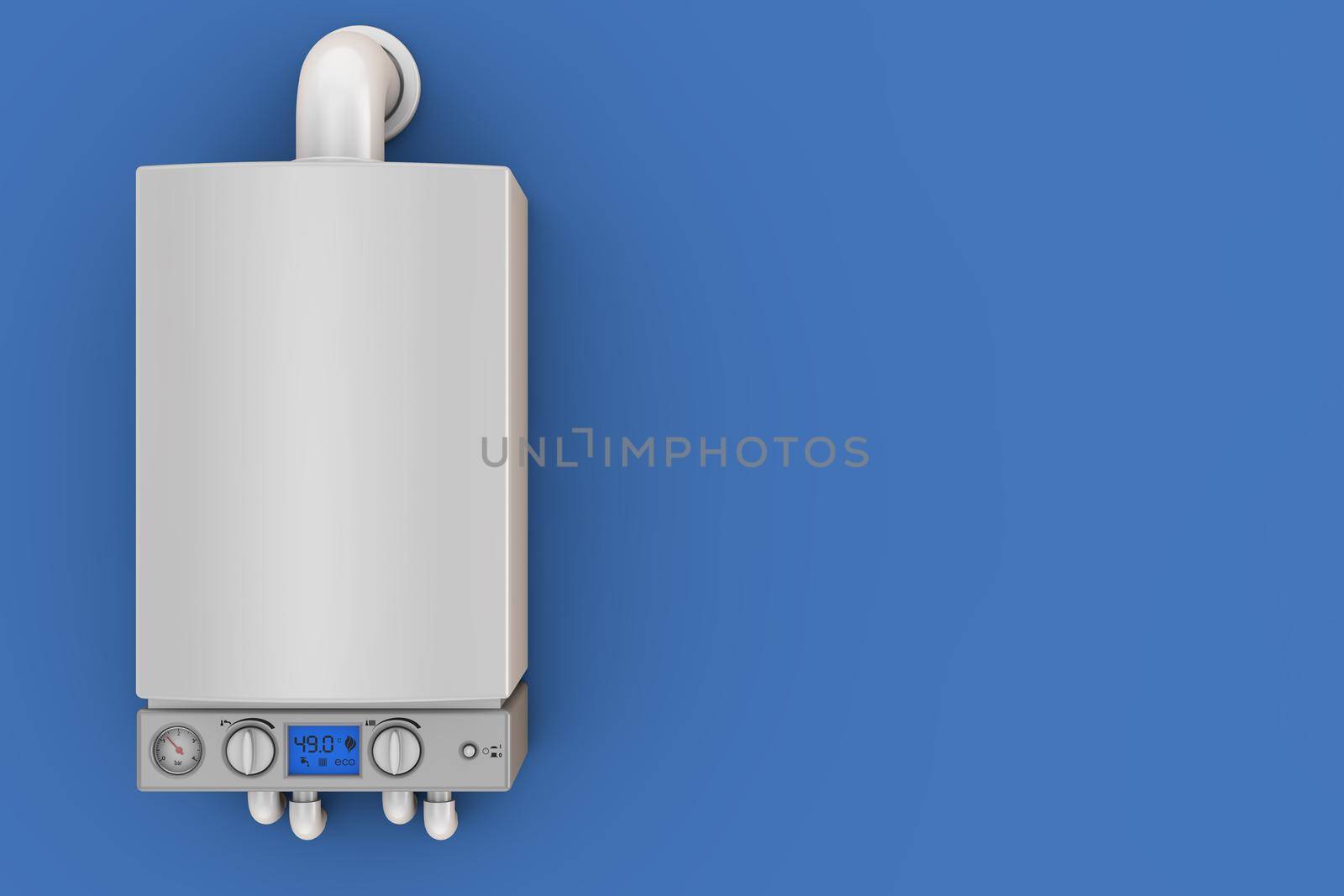 a modern turbofan boiler with the 3D rendering