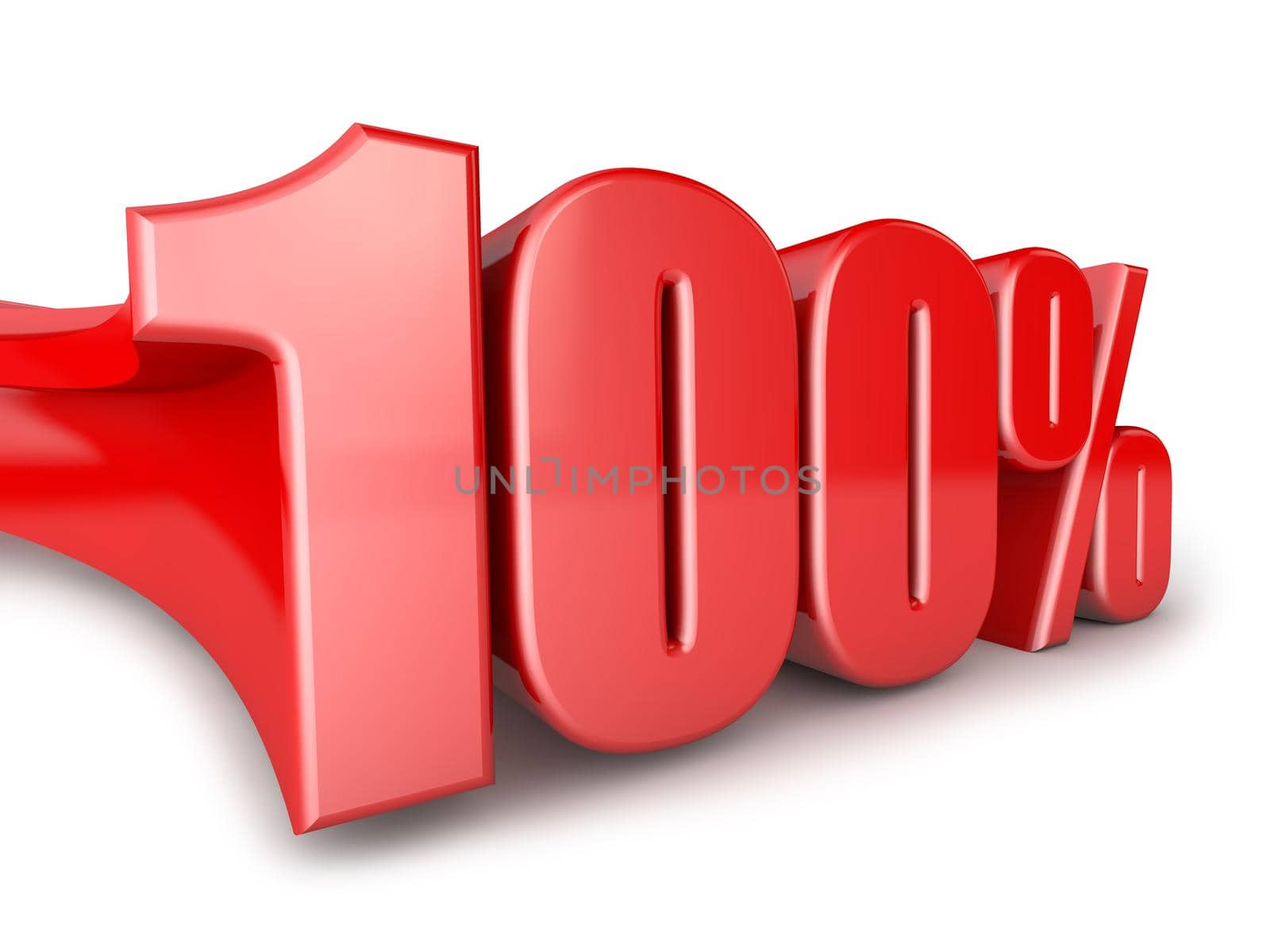 volumetric figure hundred percent on white background