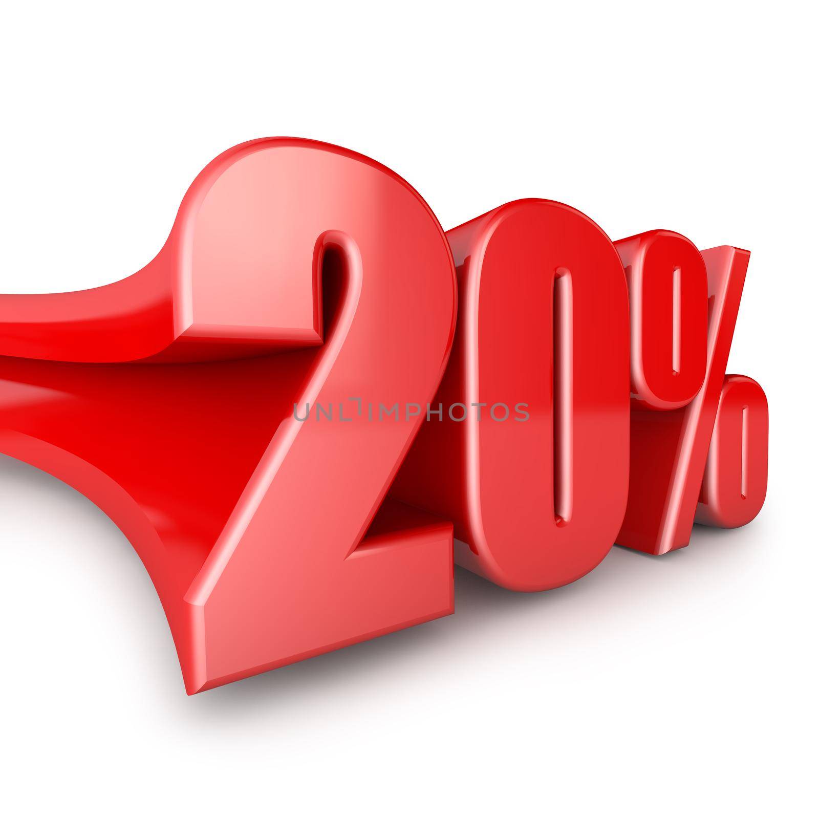 volumetric shapes twenty percent on white background