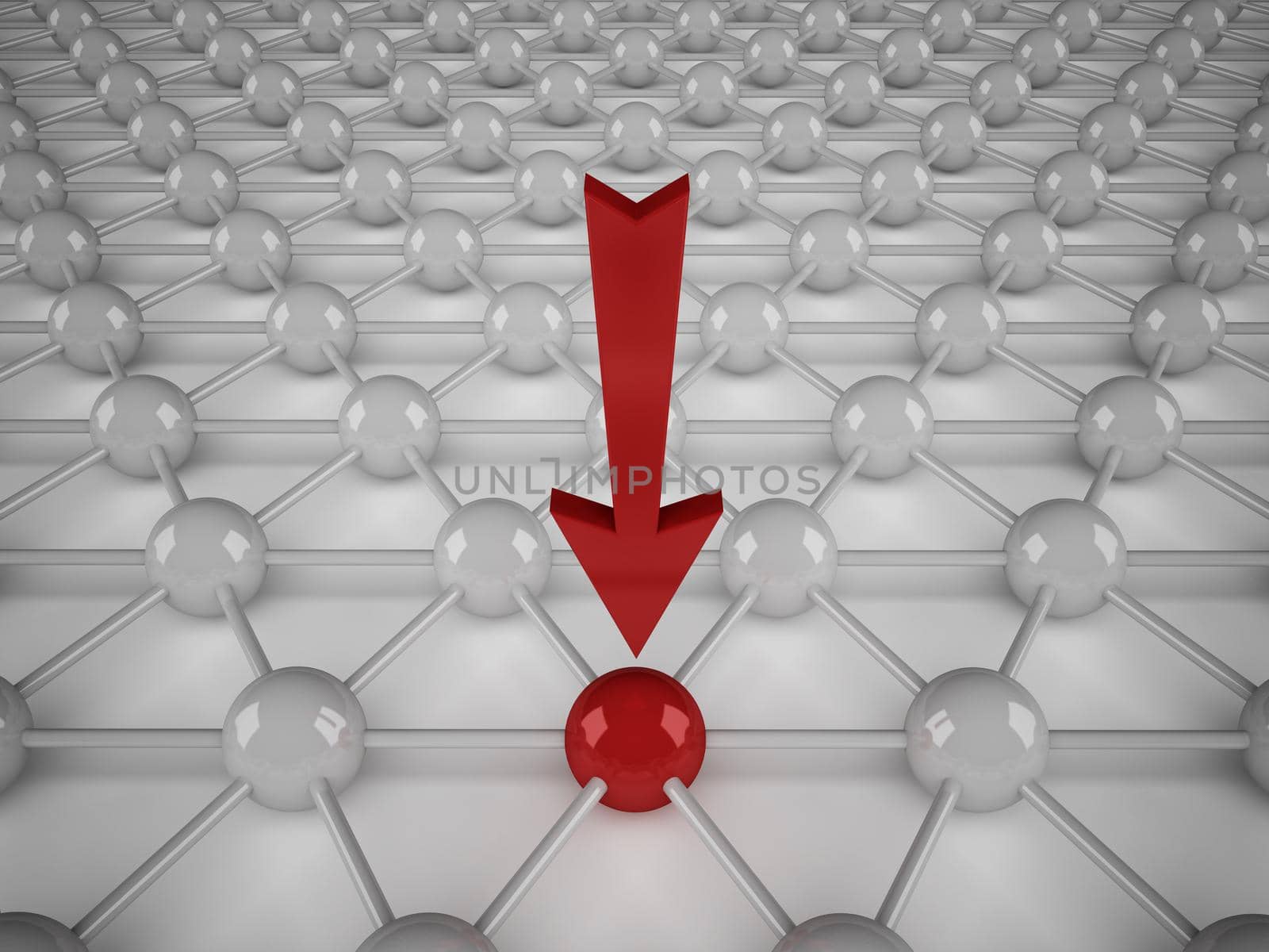 the red arrow indicates a red ball of white balls