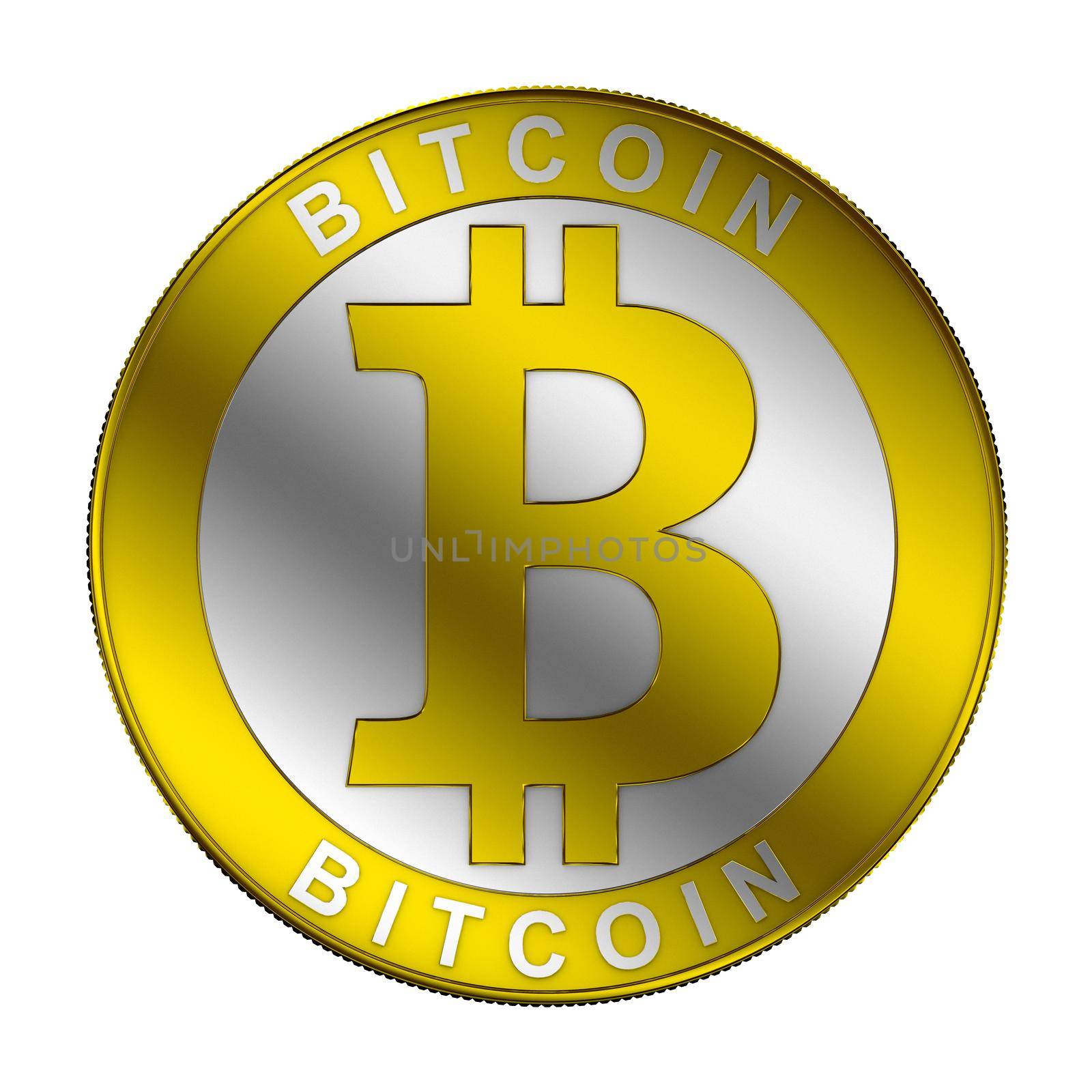 Bitcoin symbol on a white background 3d render