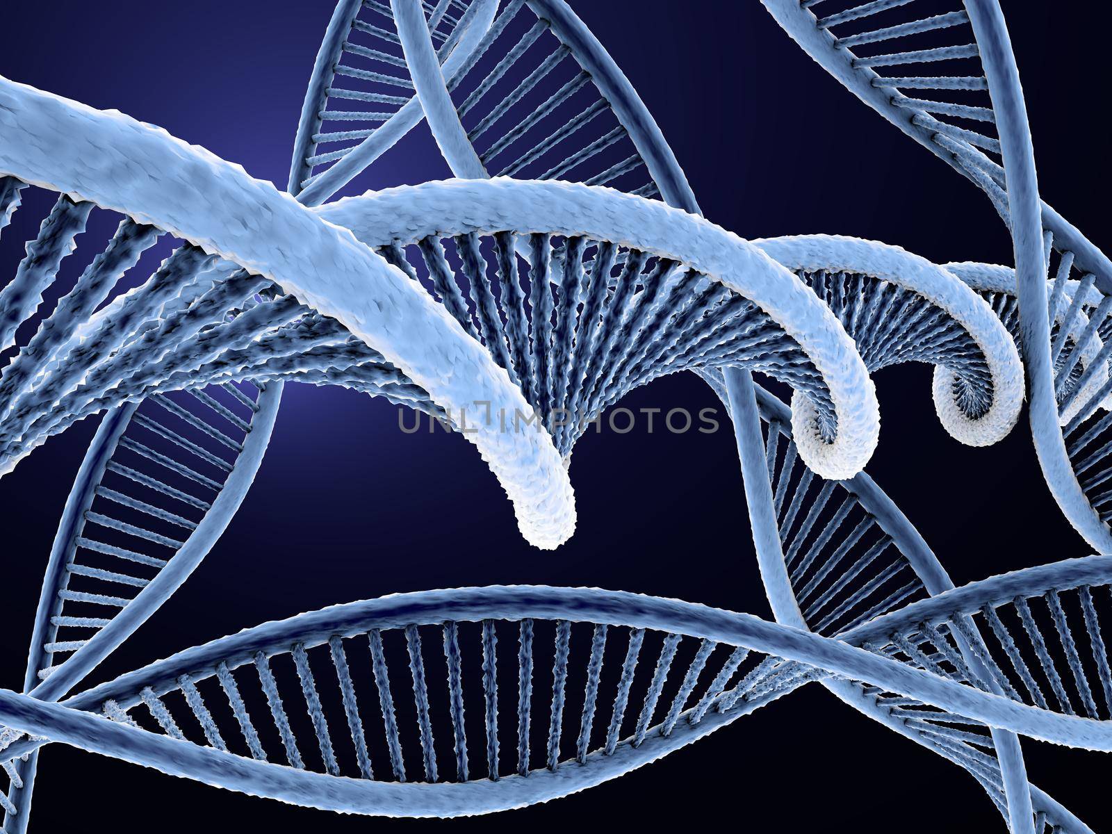 blue dna molecule on a dark background