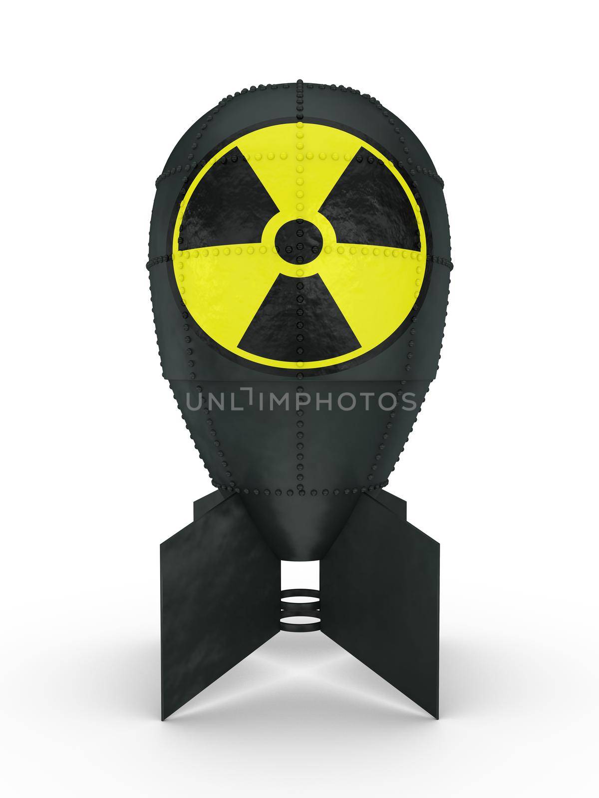 black bomb with radiation sign on a white background