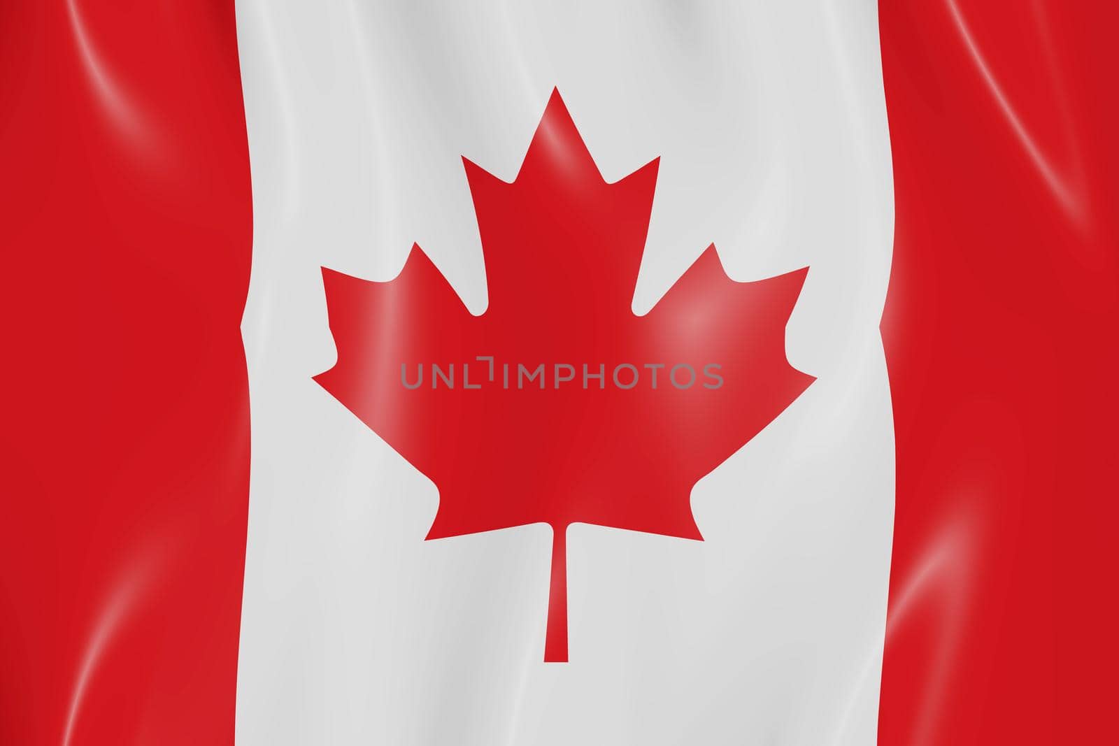 Canadian state flag tossed in the wind