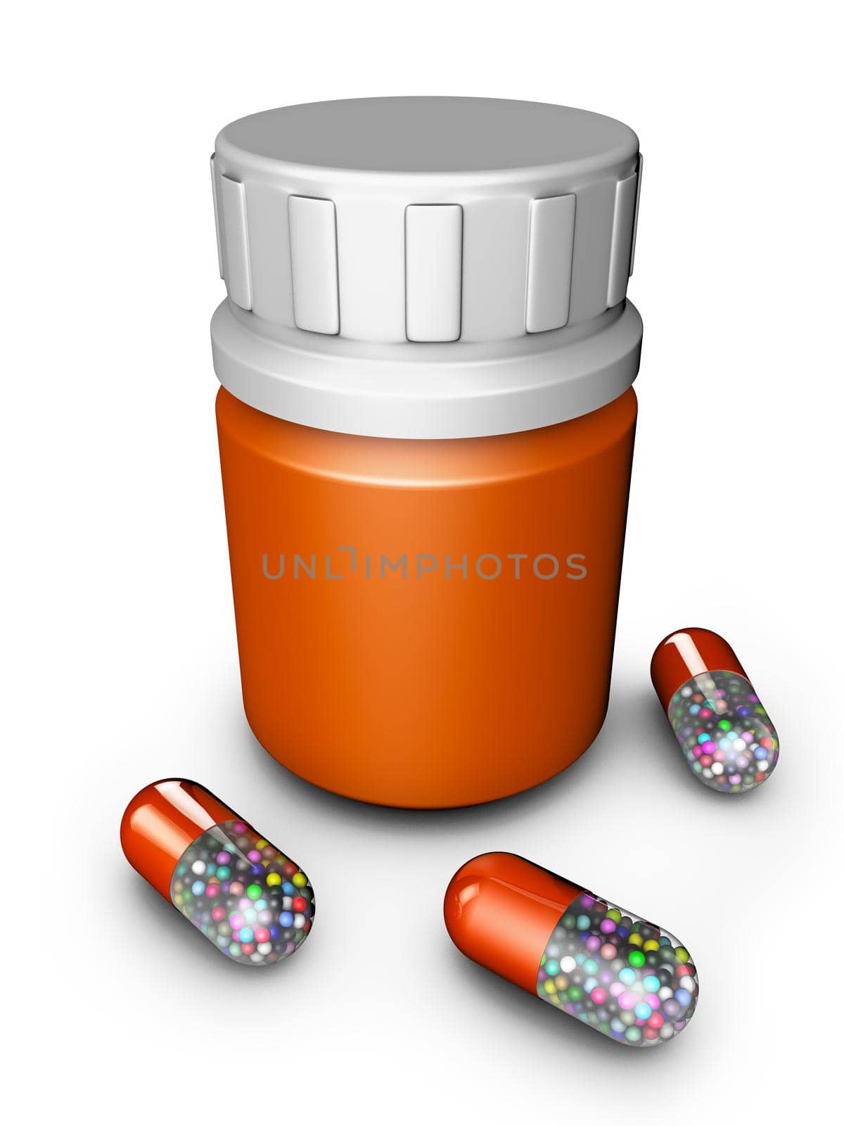 bottle cap and capsules with balls inside