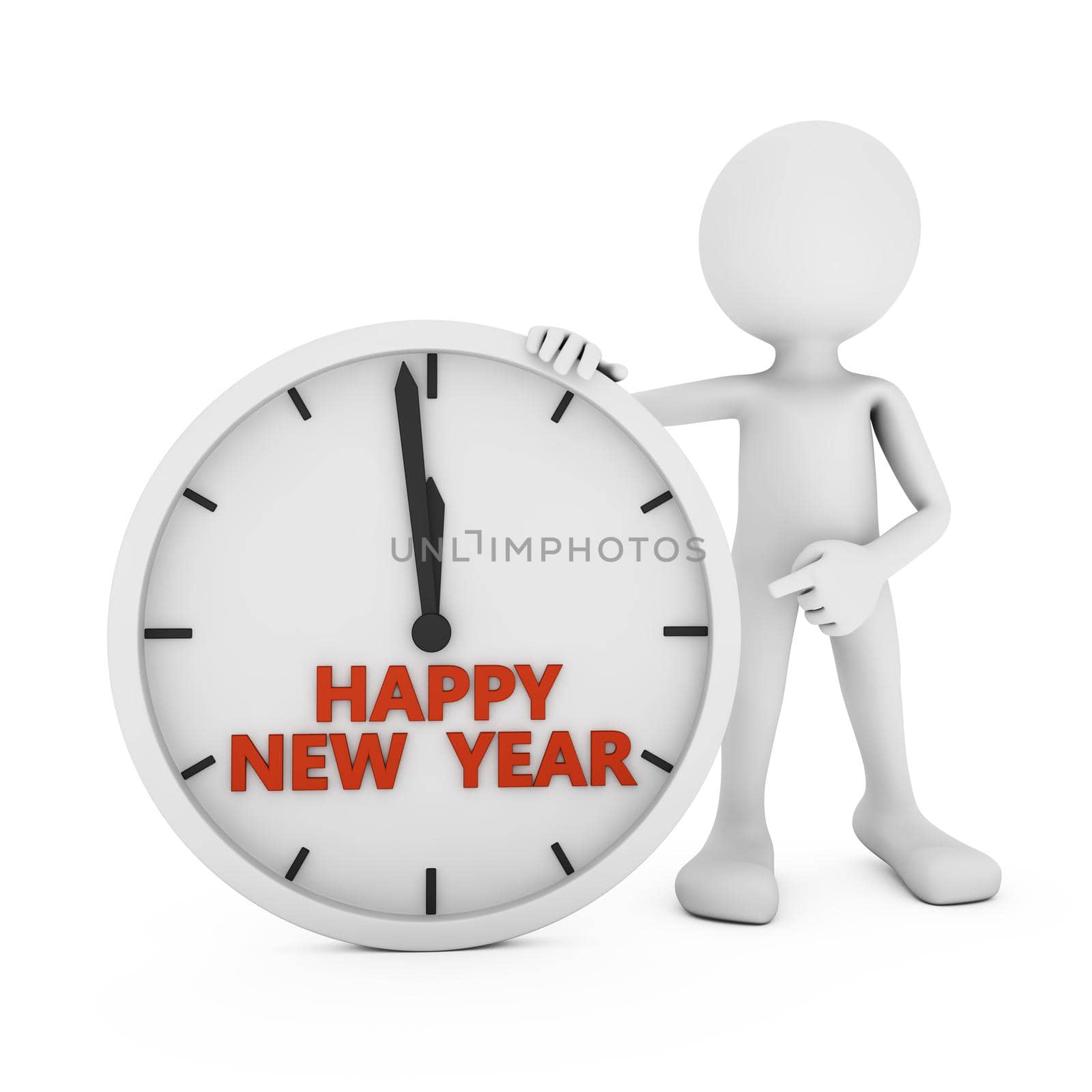 man pointing to the clock with the words Happy New Year