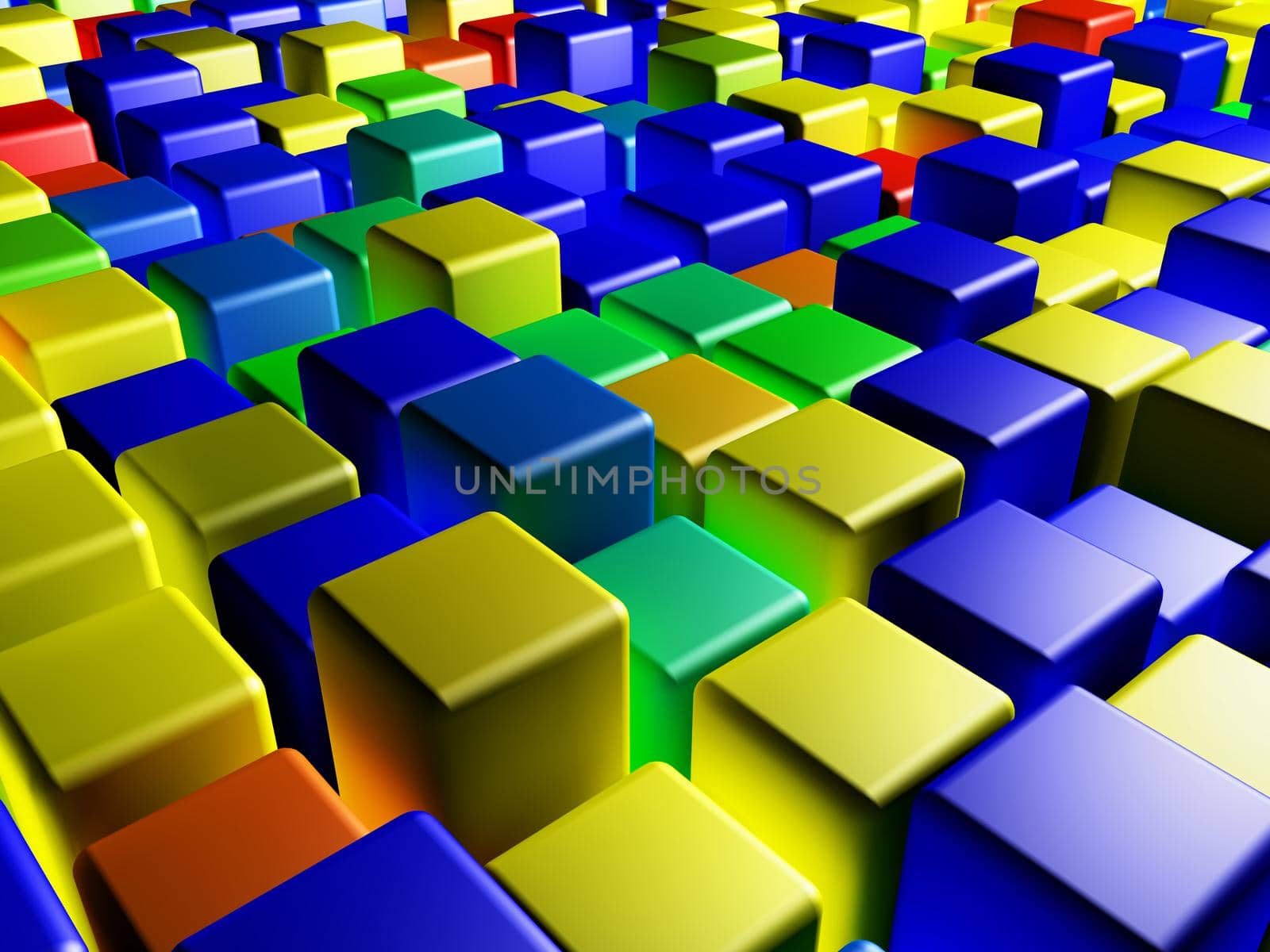 abstraction-3d render of different colored cubes