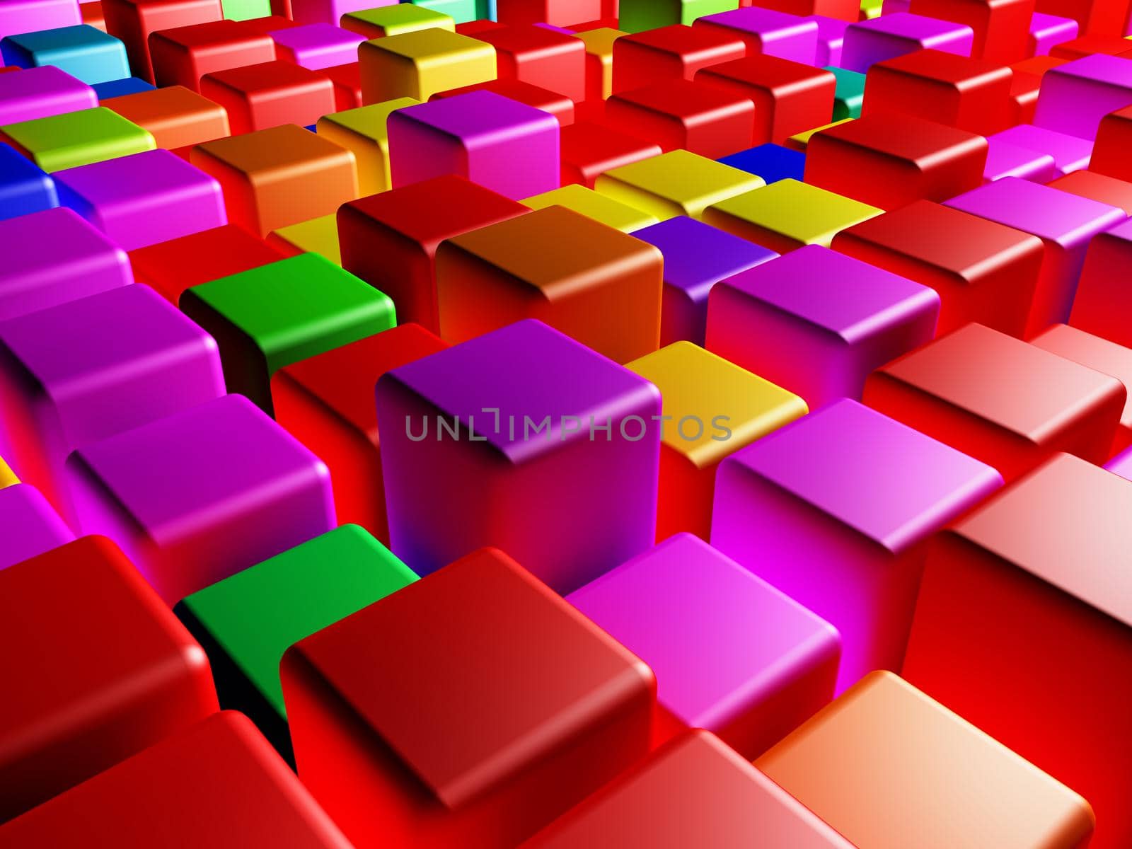 abstraction-3d render of different colored cubes