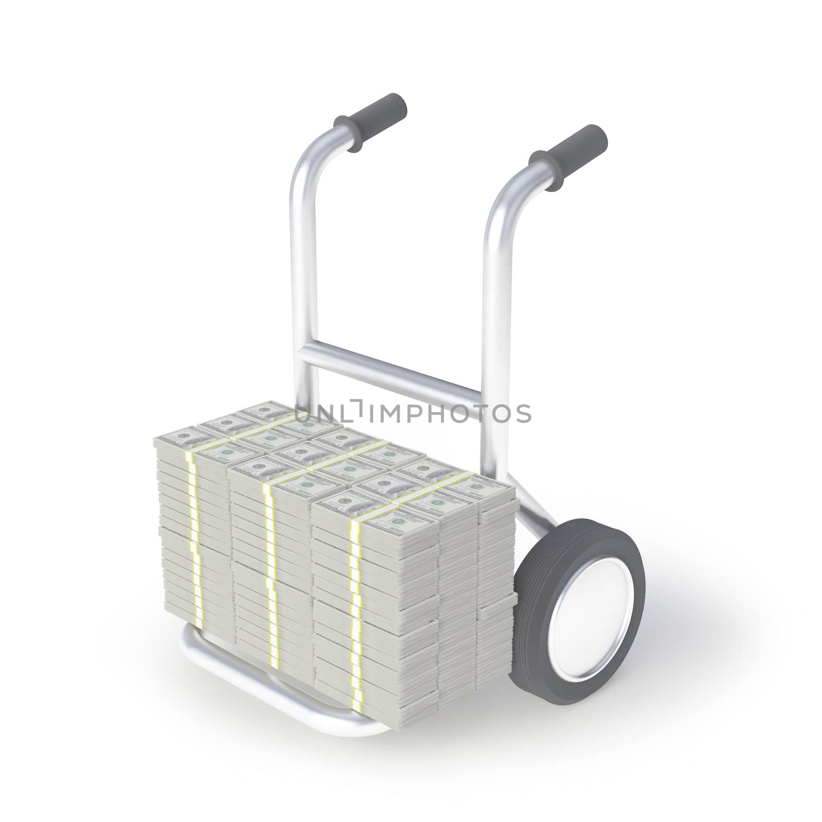 Dolor stack of banknotes on a trolley