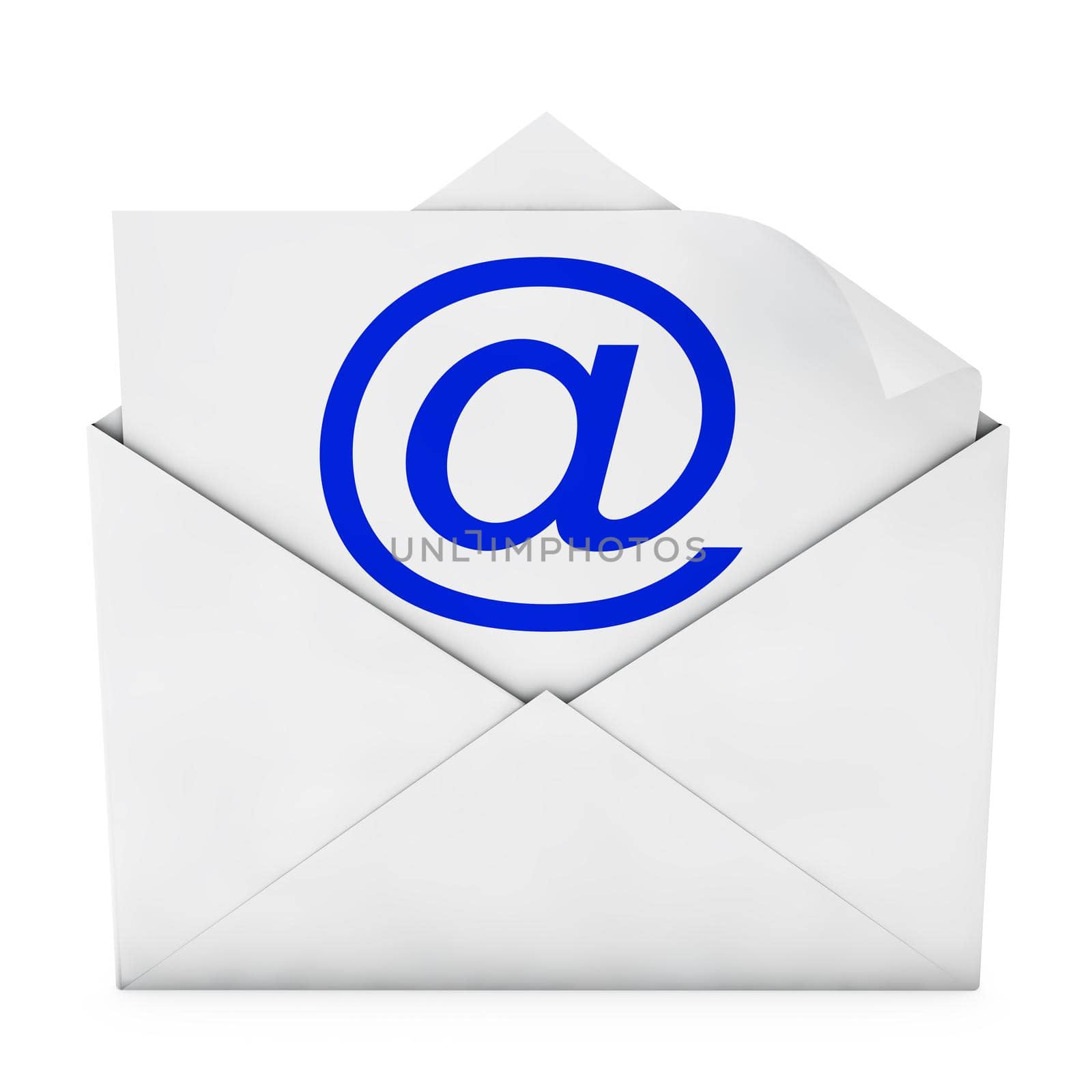 envelope with a sheet of paper which depicts email sign