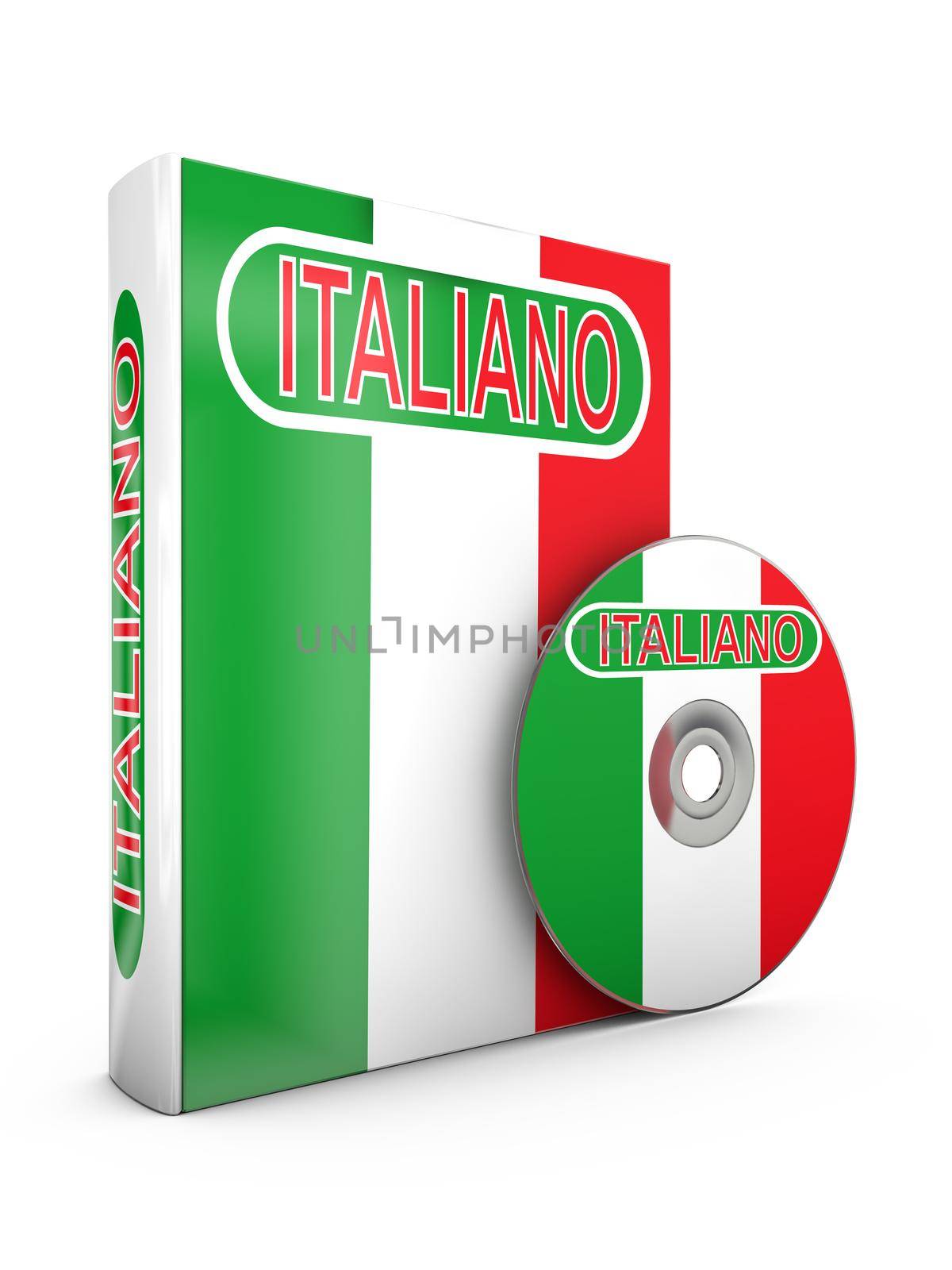 book and a CD with the image of the flag of Italy and the inscription - Italian