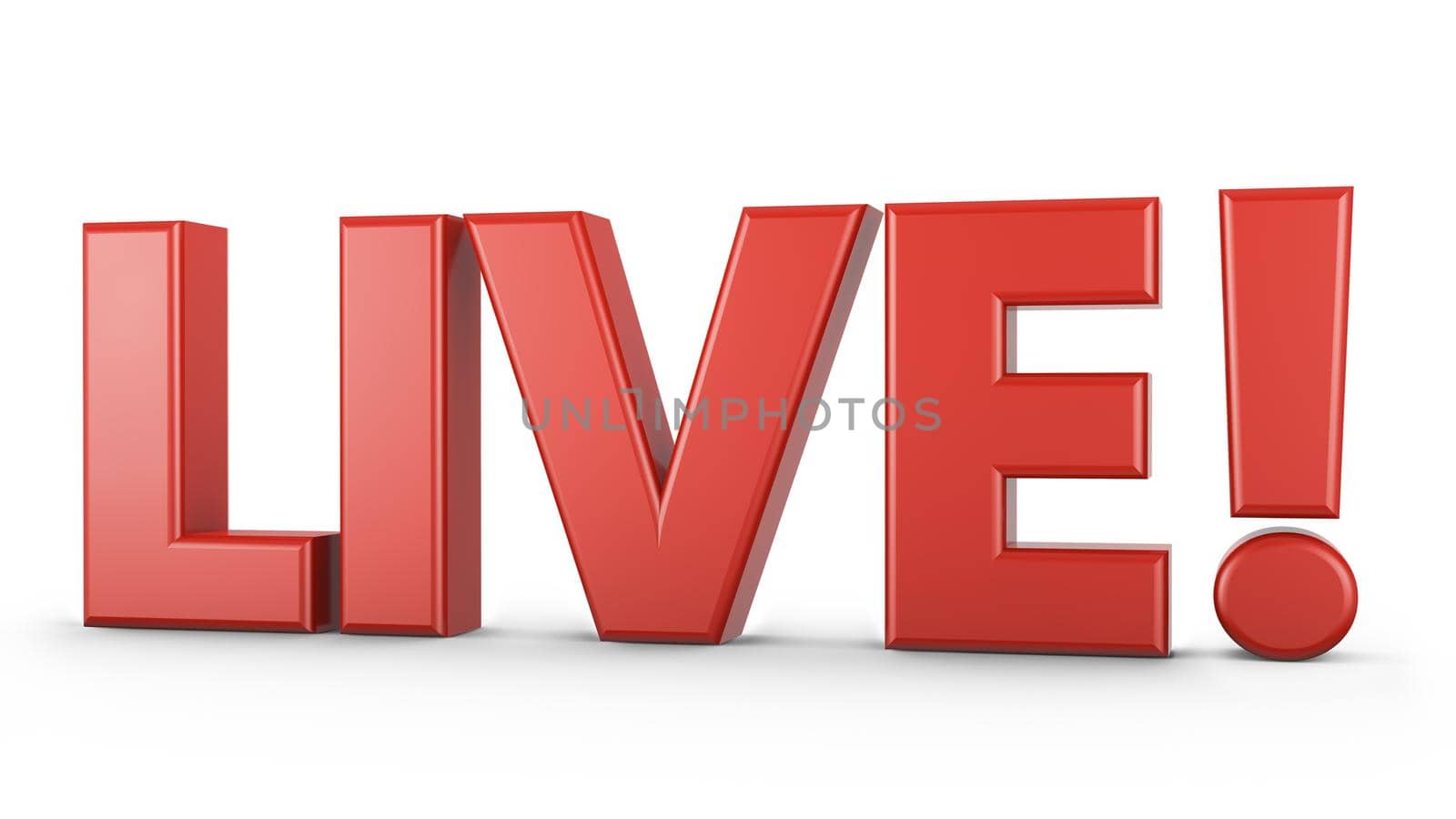 volumetric red inscription LIVE  on a white background