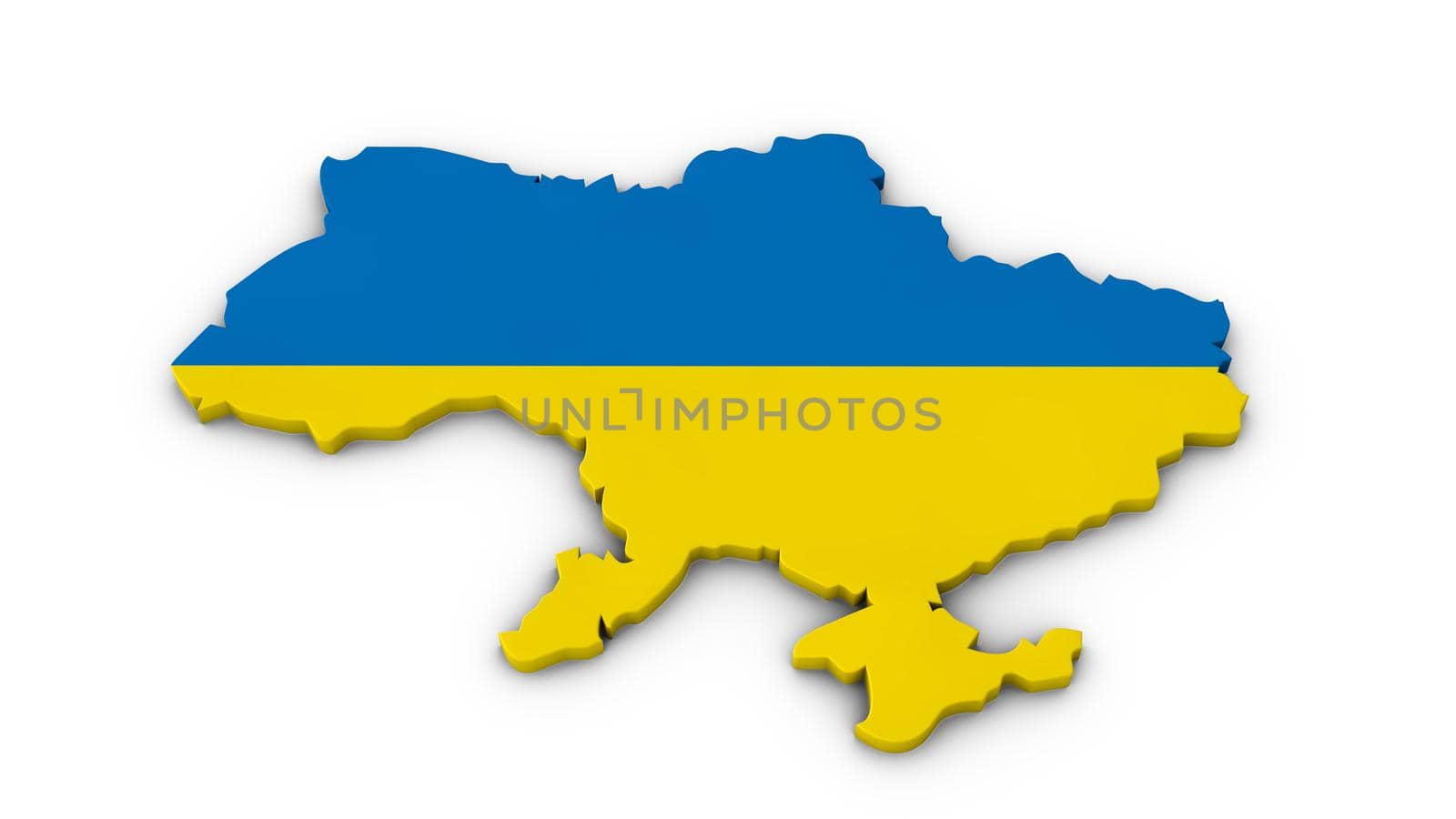 Map of Ukraine in the colors of the national flag