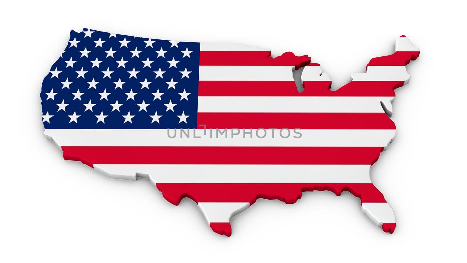 Map of United States in the colors of the national flag