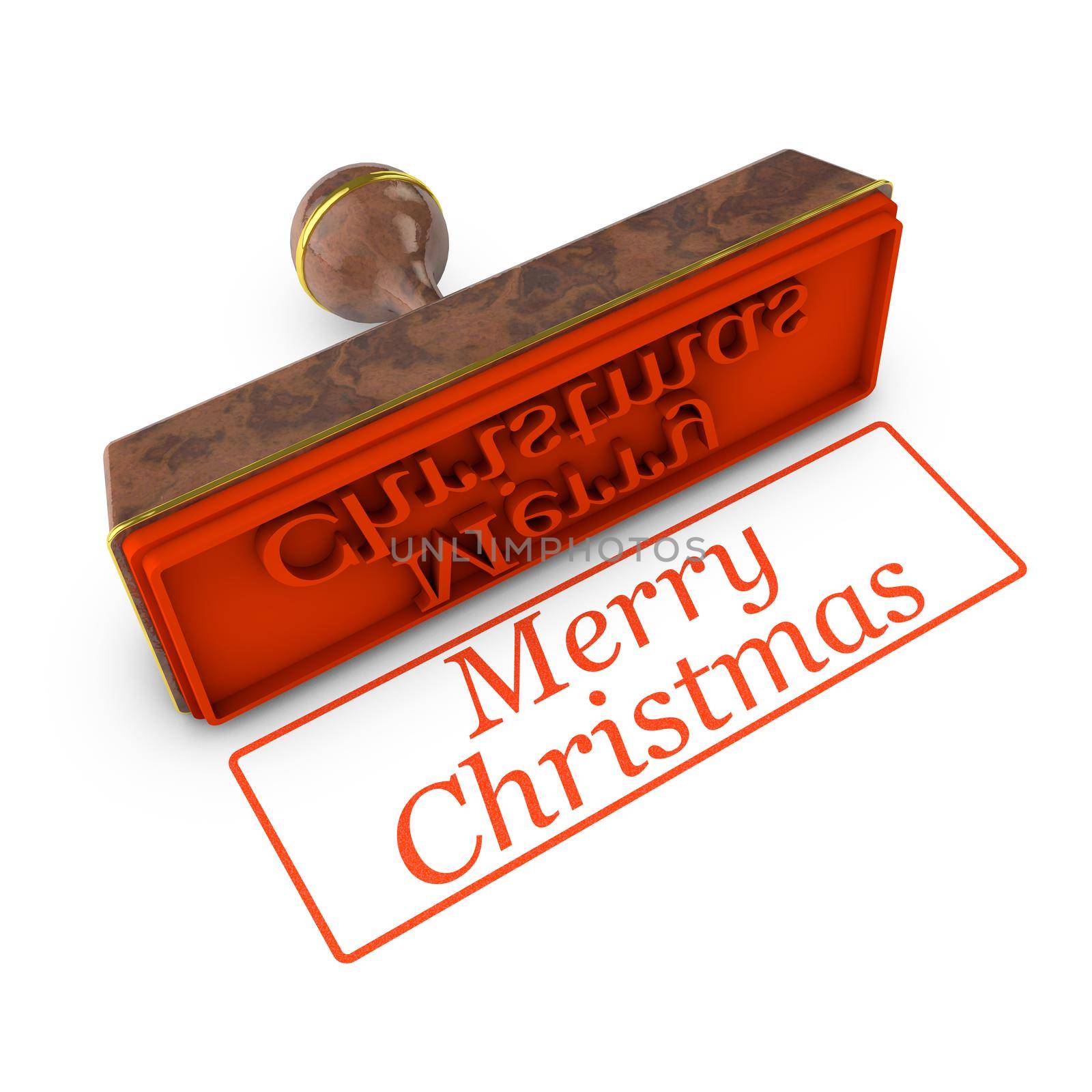 Merry Christmas stamp and imprint on the white background