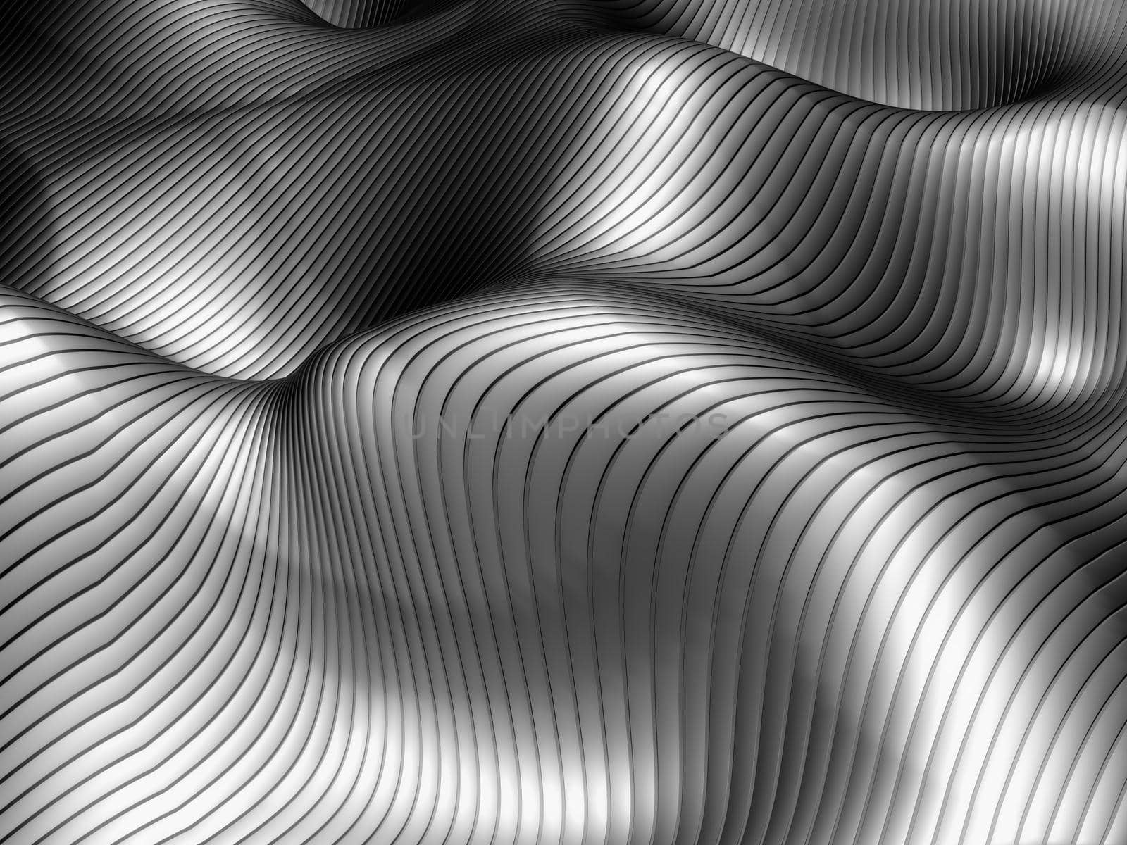 texture wave with metal lines 3d rendering