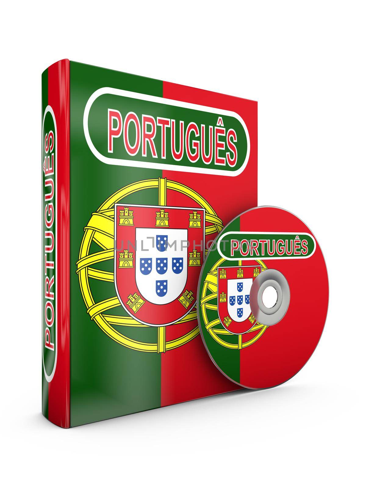 book and a CD with the image of the flag of Portugal and the inscription - Portuguese