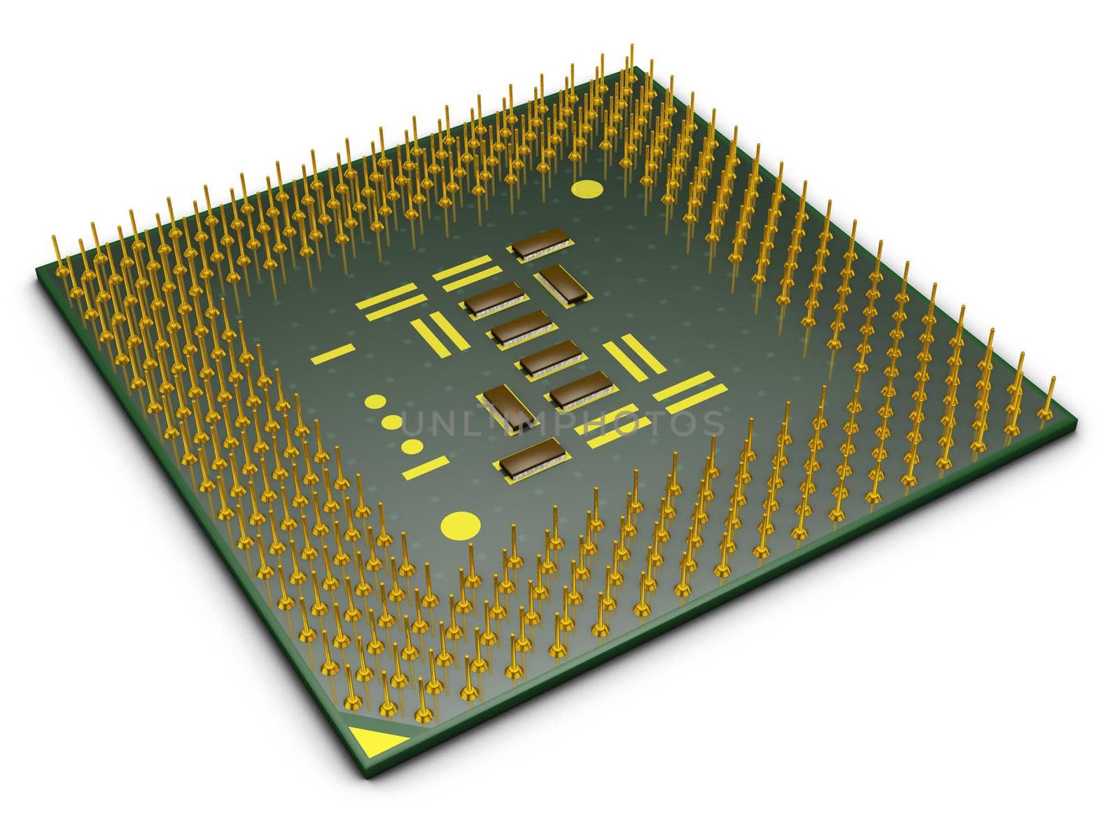 modern processor for computer on white background
