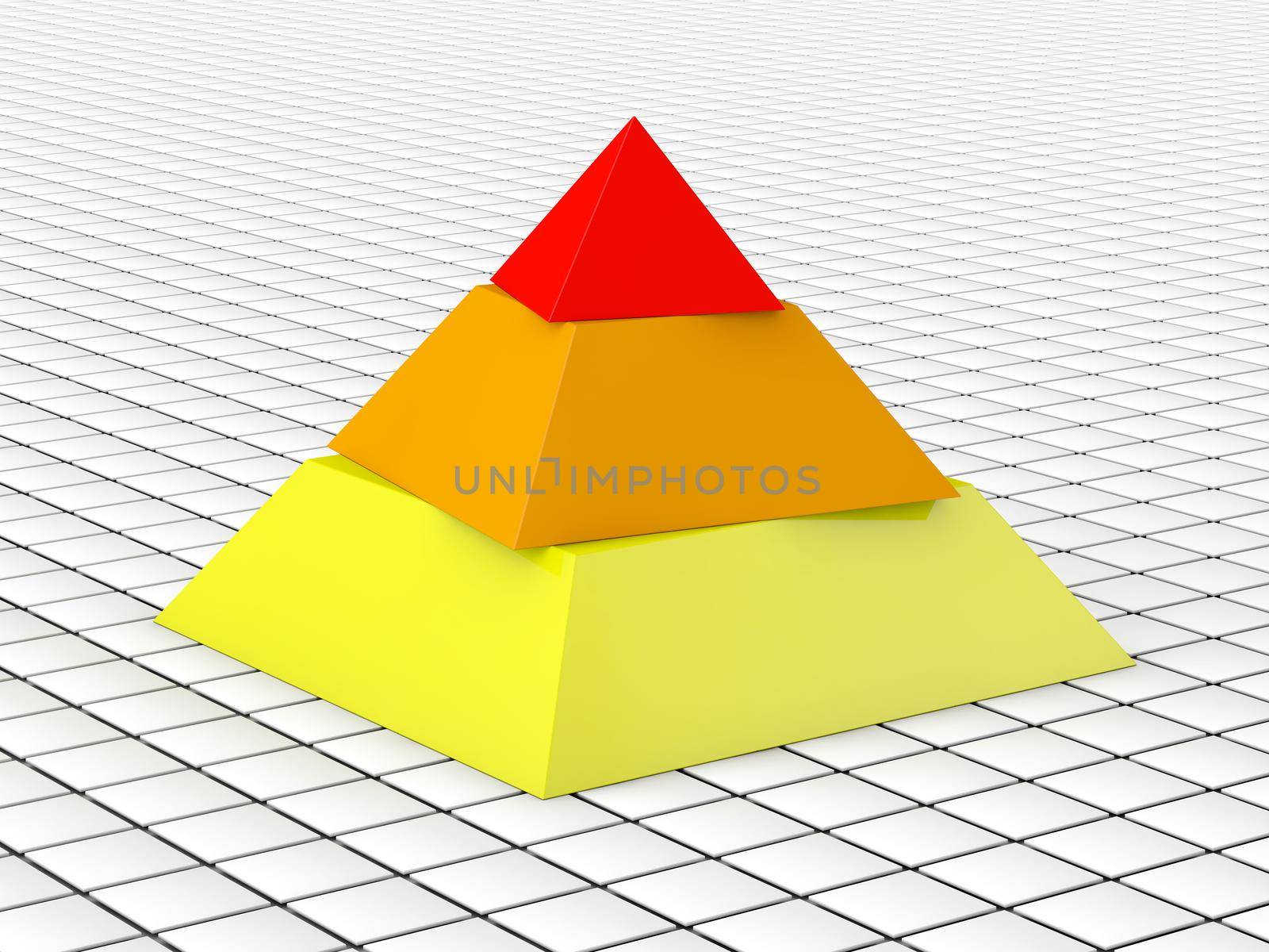 Pyramid of three layers on a white grid