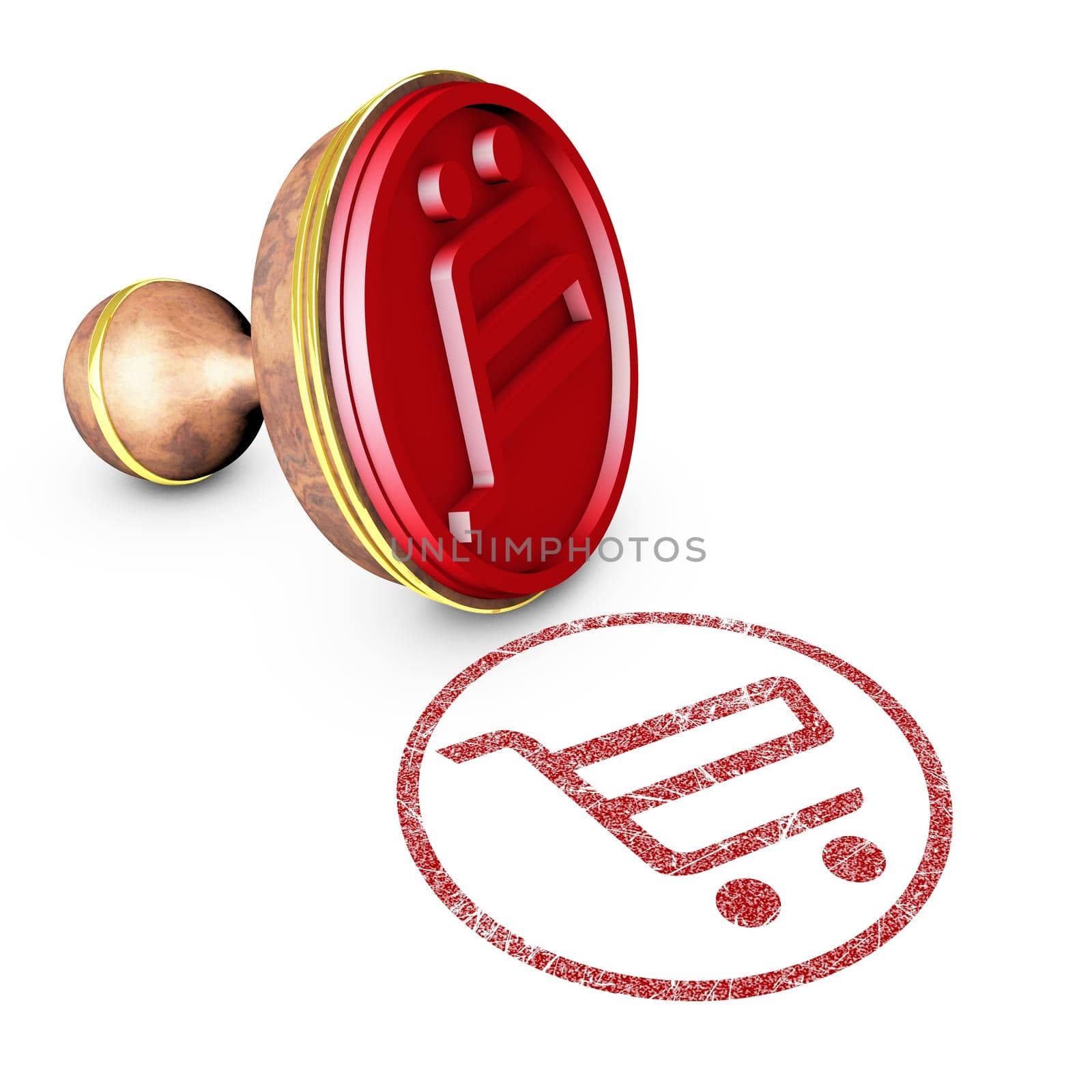 round wooden seal with gold trim and imprint-symbol trolley