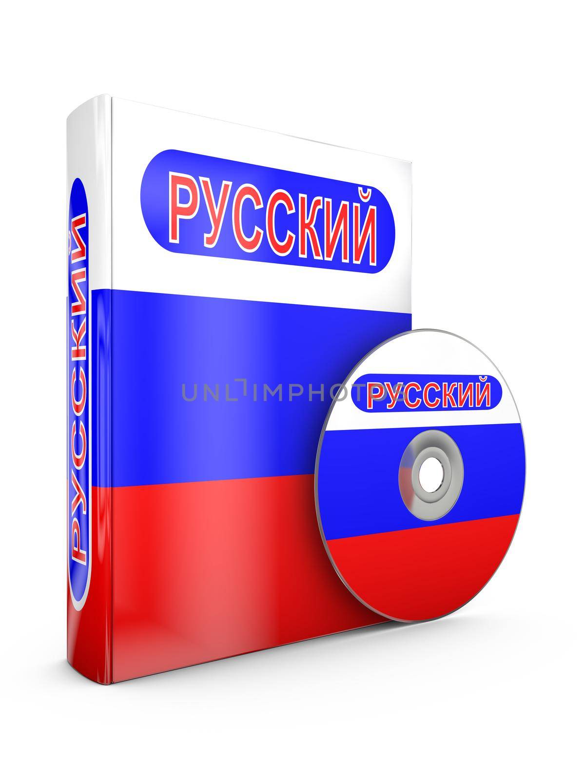 book and a CD with the image of the Russian flag and the inscription - Russian