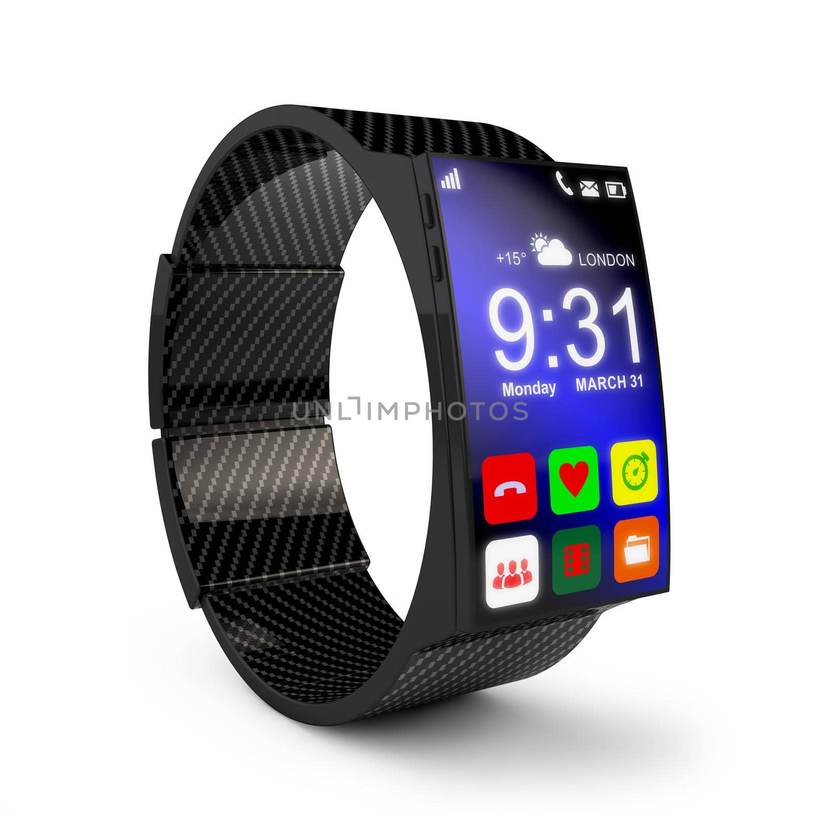 smart watches in carbon design on a white background