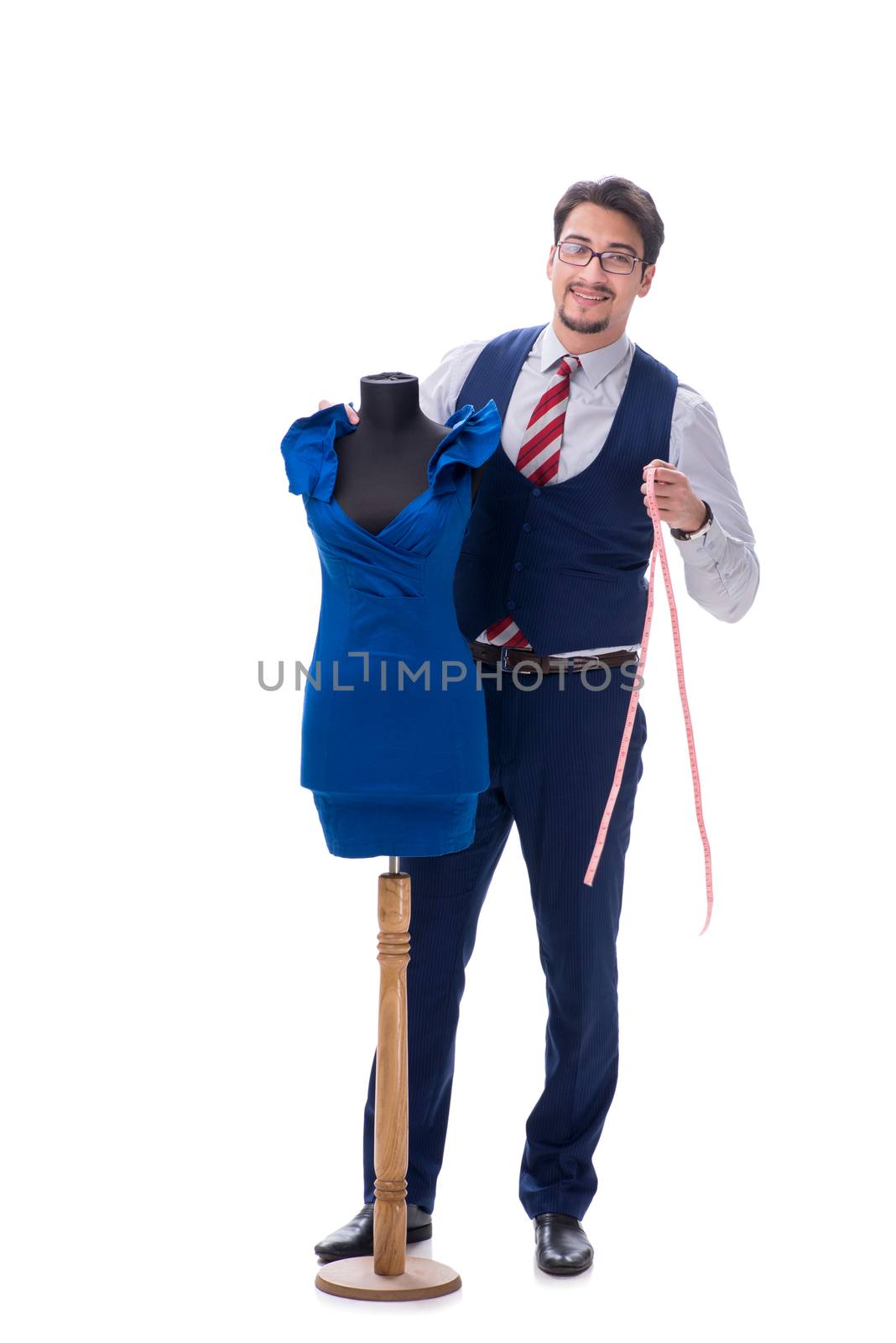 Male tailor isolated on white background