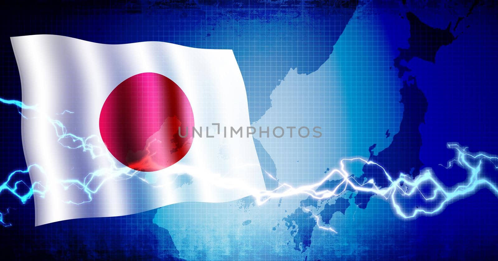 Japanese national flag and east asia map / web banner background (text space) by barks