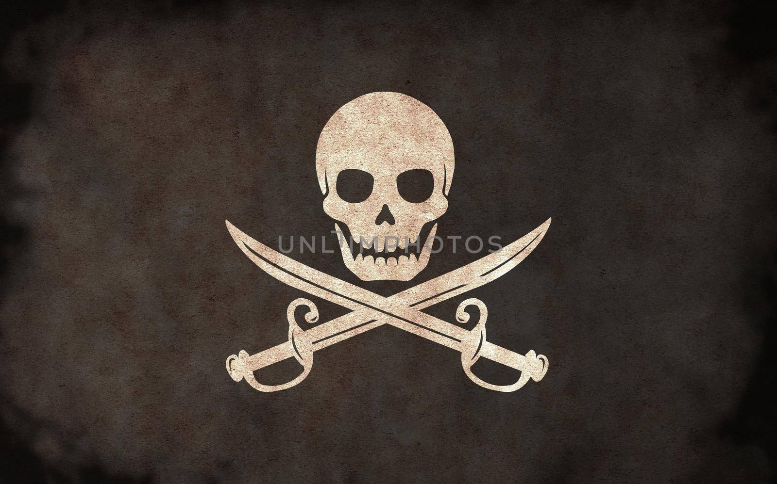 Dirty pirates flag illustration / skull and bones by barks