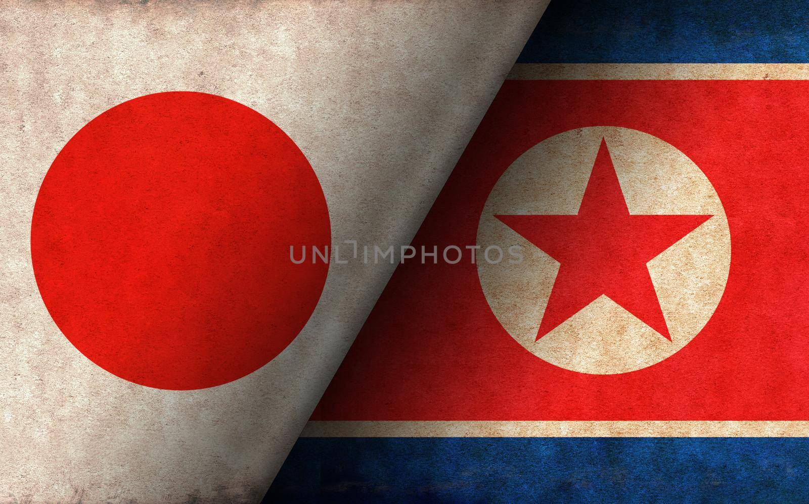 Grunge country flag illustration / Japan vs North korea (Political or economic conflict, Rival ) by barks