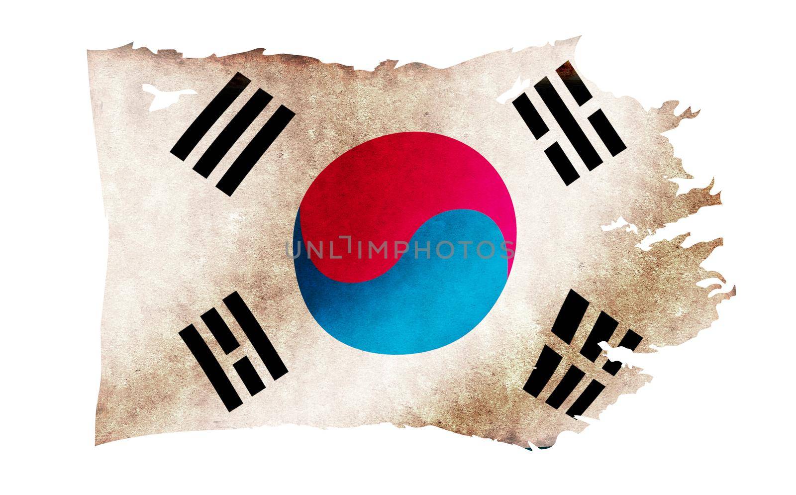 Dirty and torn country flag illustration / south korea by barks