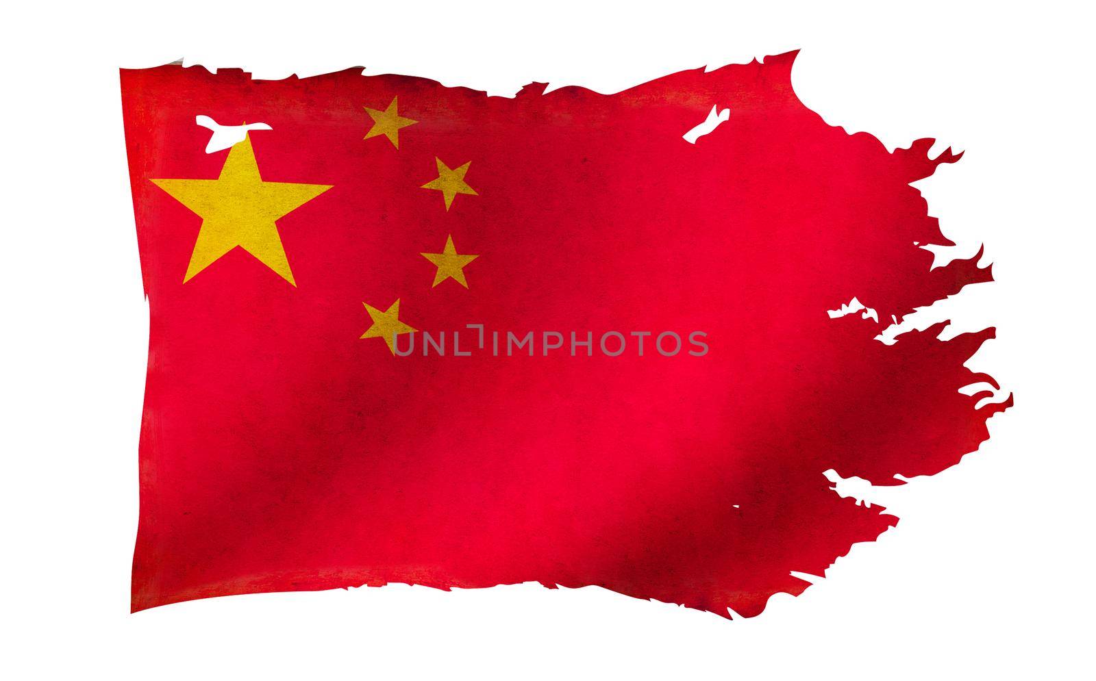 Dirty and torn country flag illustration / China by barks