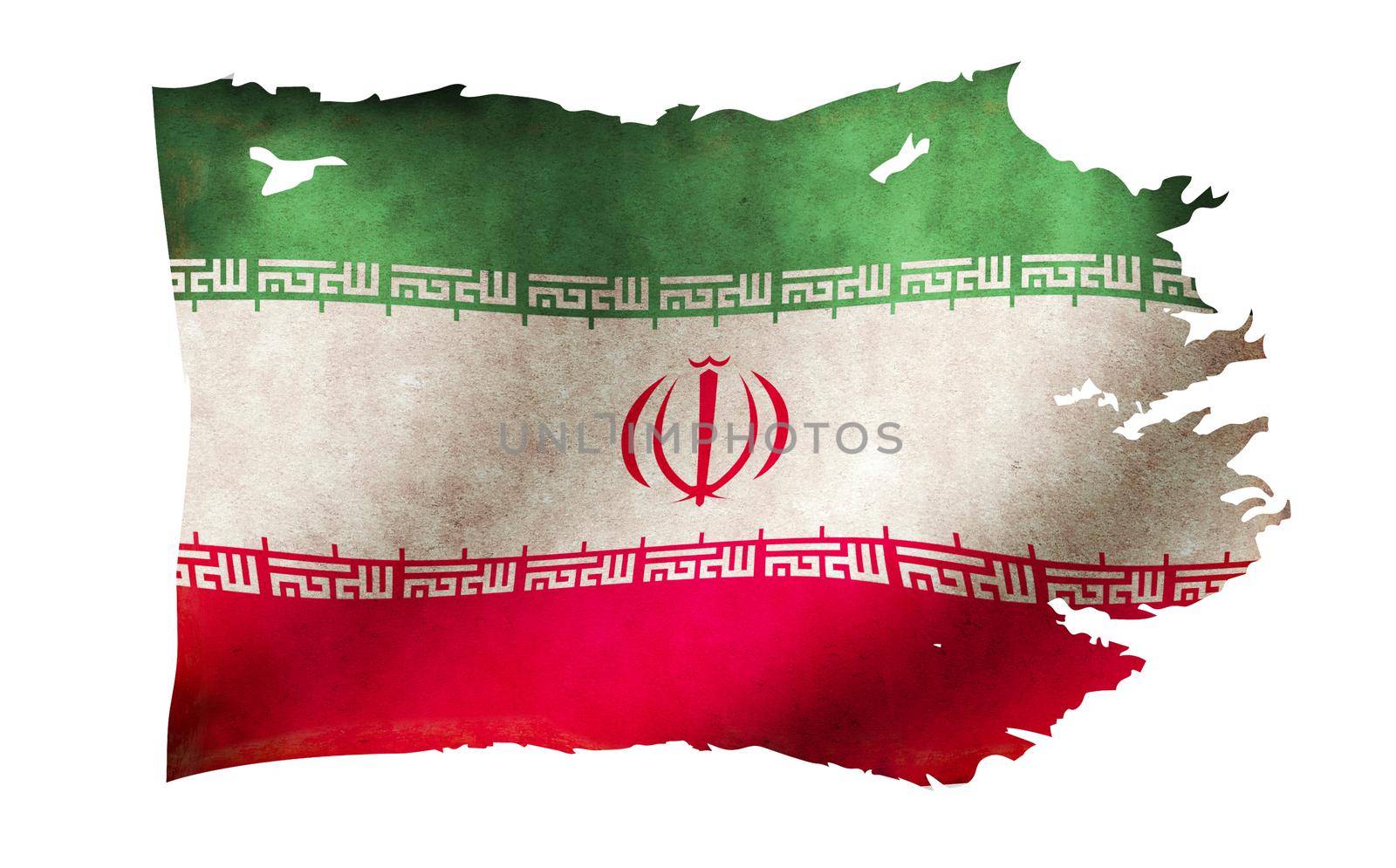 Dirty and torn country flag illustration / Iran by barks