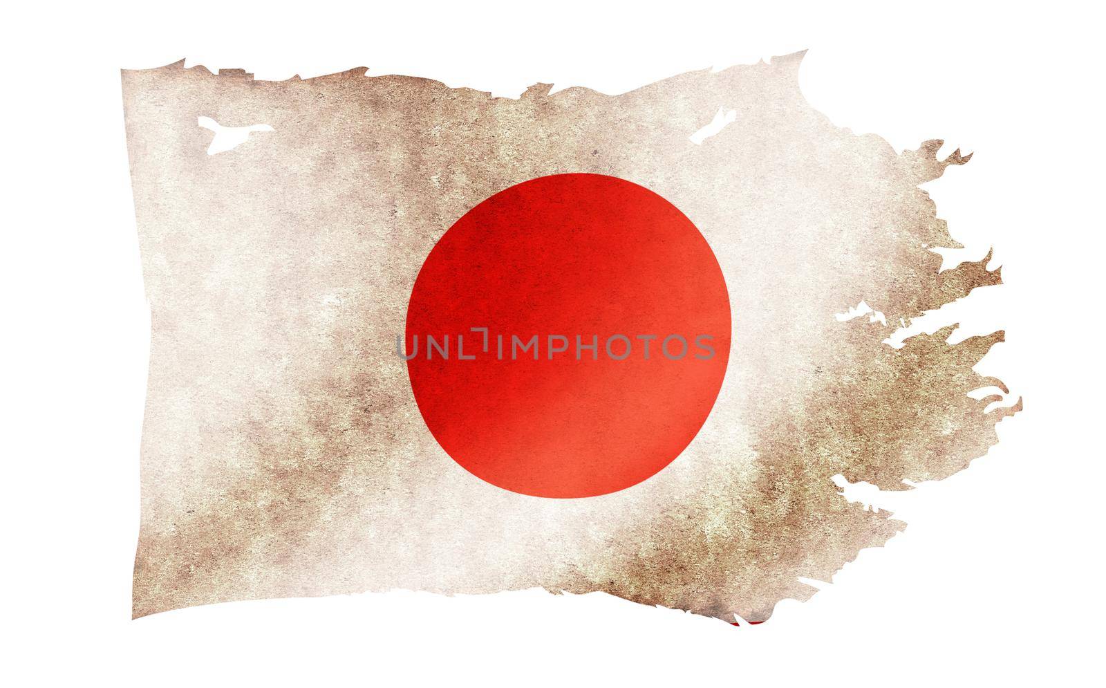 Dirty and torn country flag illustration / Japan