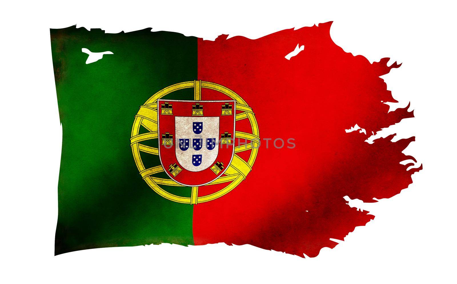 Dirty and torn country flag illustration / Portugal