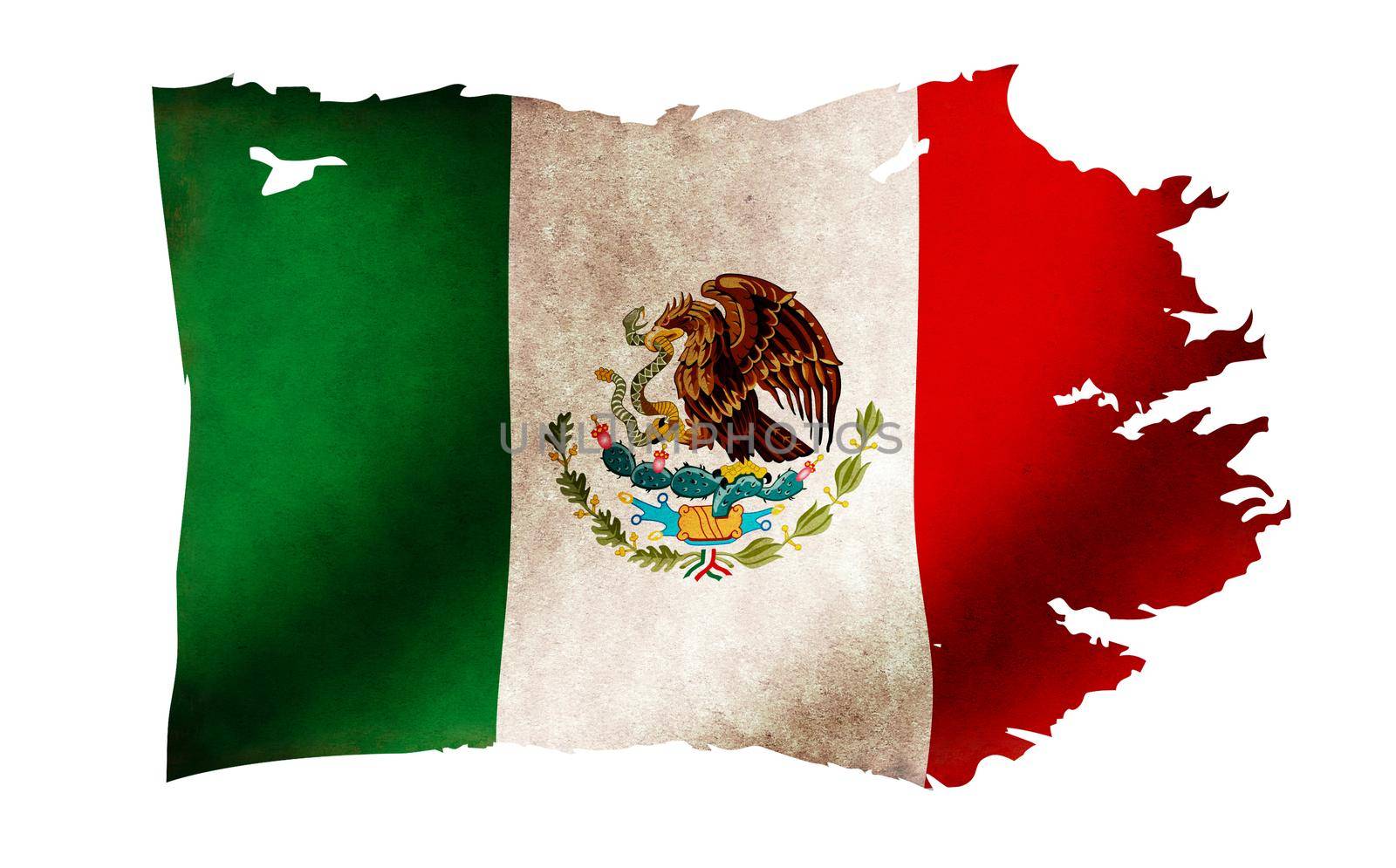 Dirty and torn country flag illustration / Mexico by barks