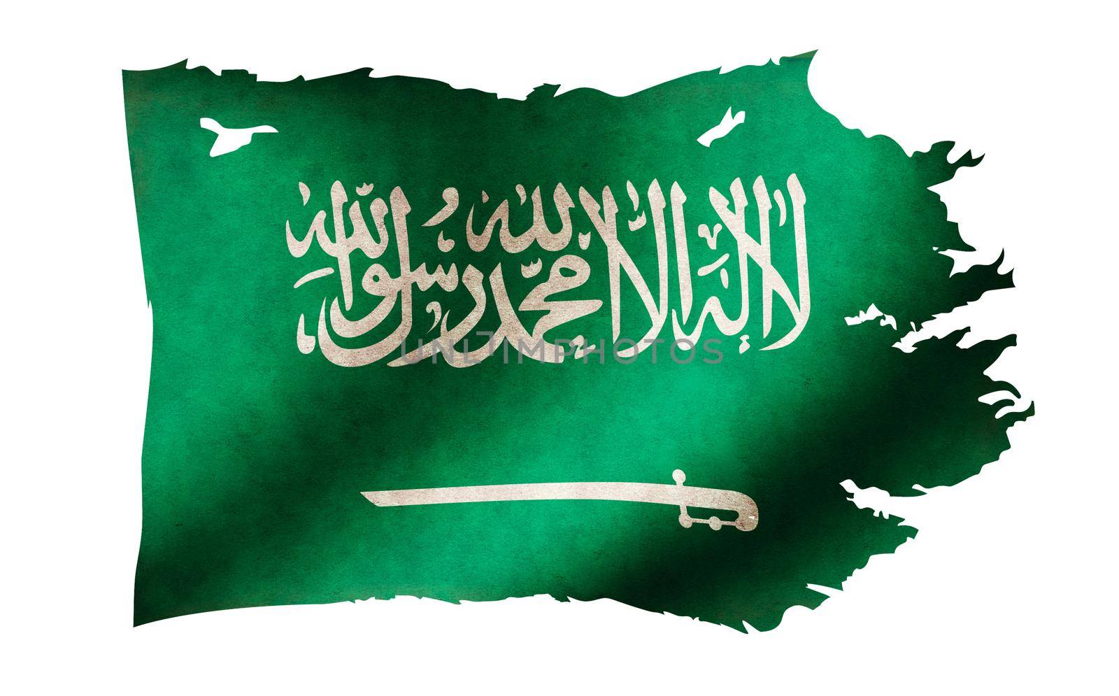 Dirty and torn country flag illustration / Saudi Arabia
