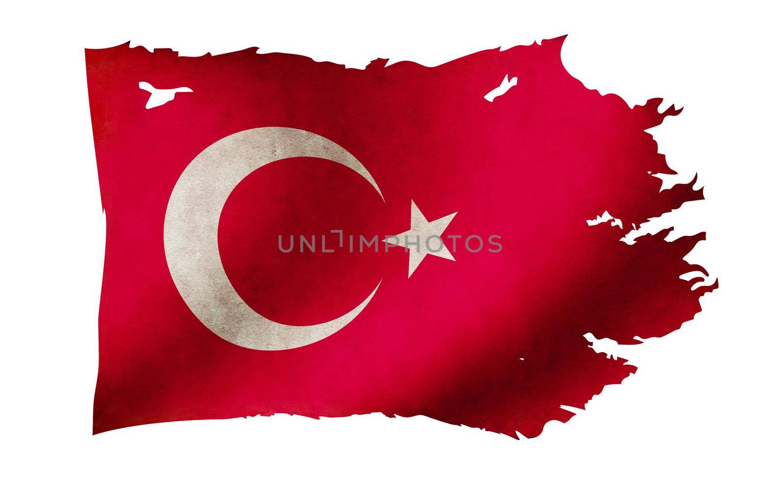 Dirty and torn country flag illustration / Turkey