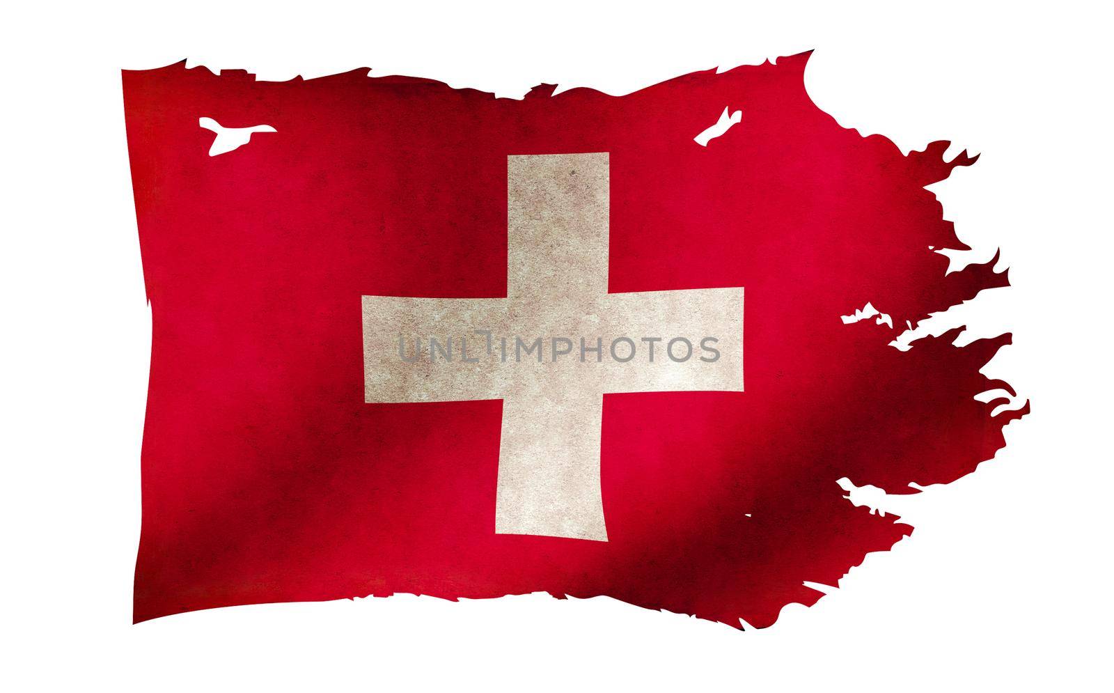 Dirty and torn country flag illustration / Switzerland by barks