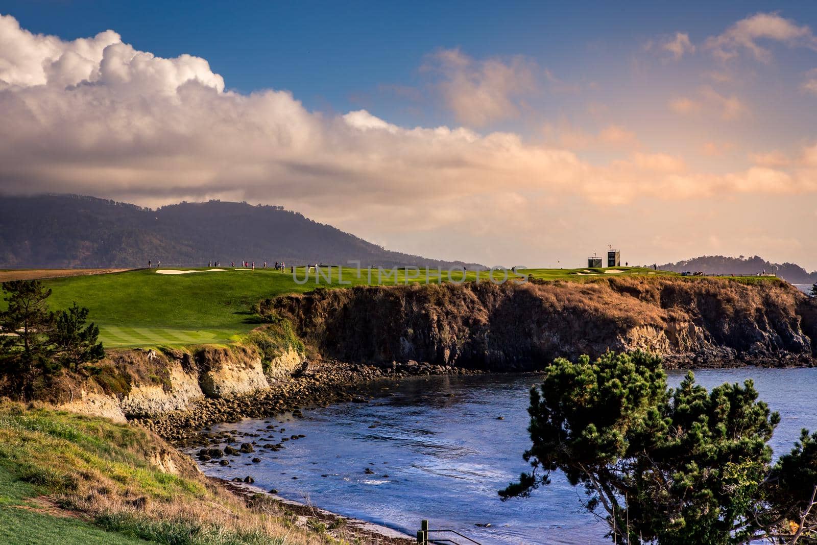 Coastline golf course, greens and bunkers in California, usa