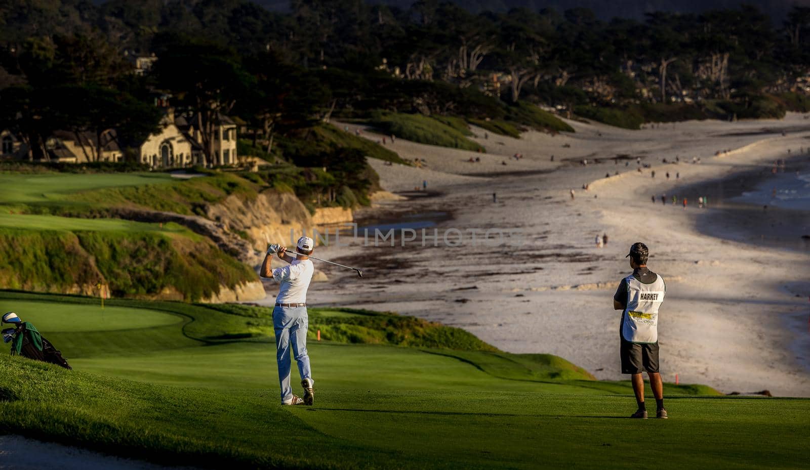 Coastline golf course, greens and bunkers in California, usa