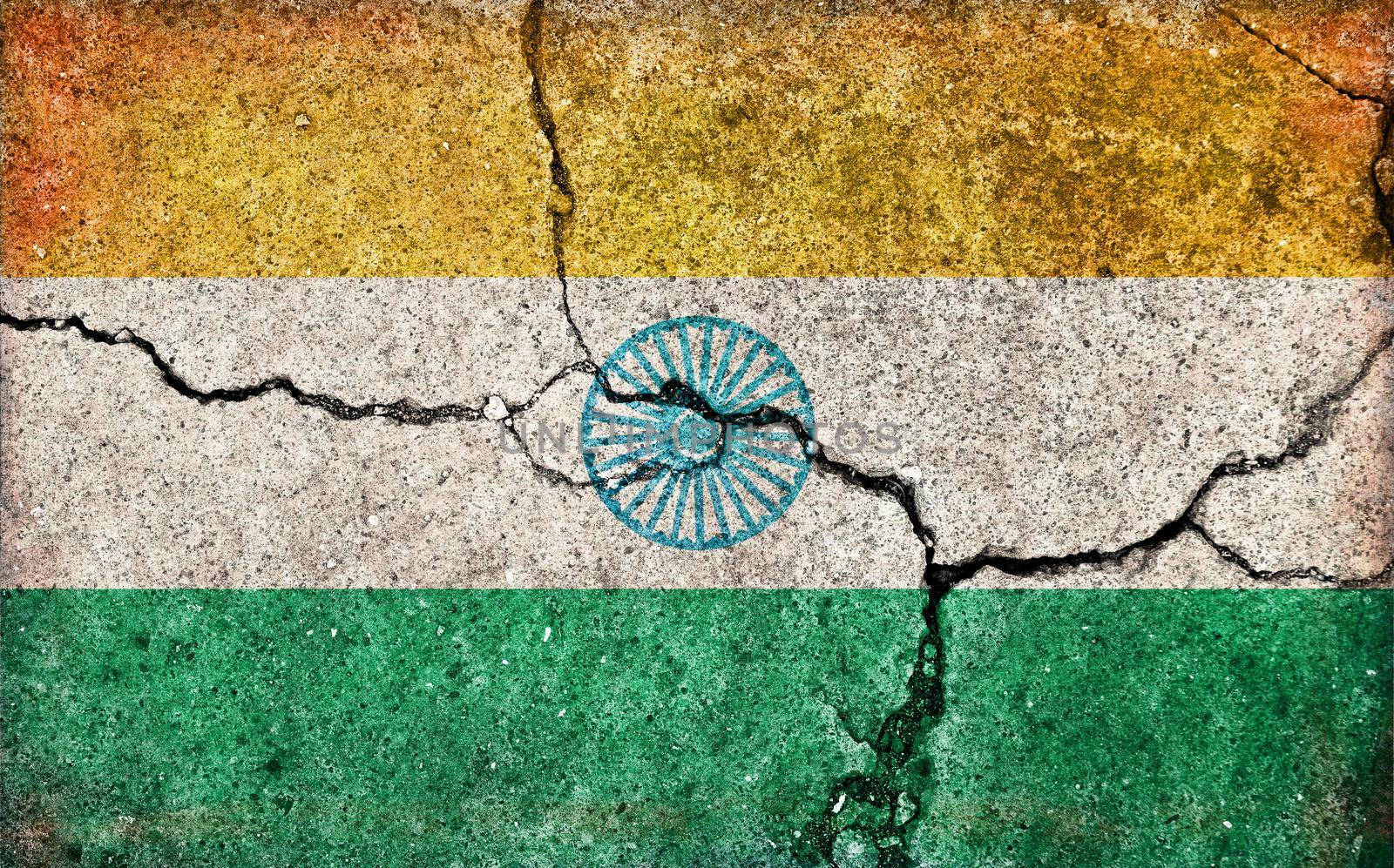 Grunge country flag illustration (cracked concrete background) / India