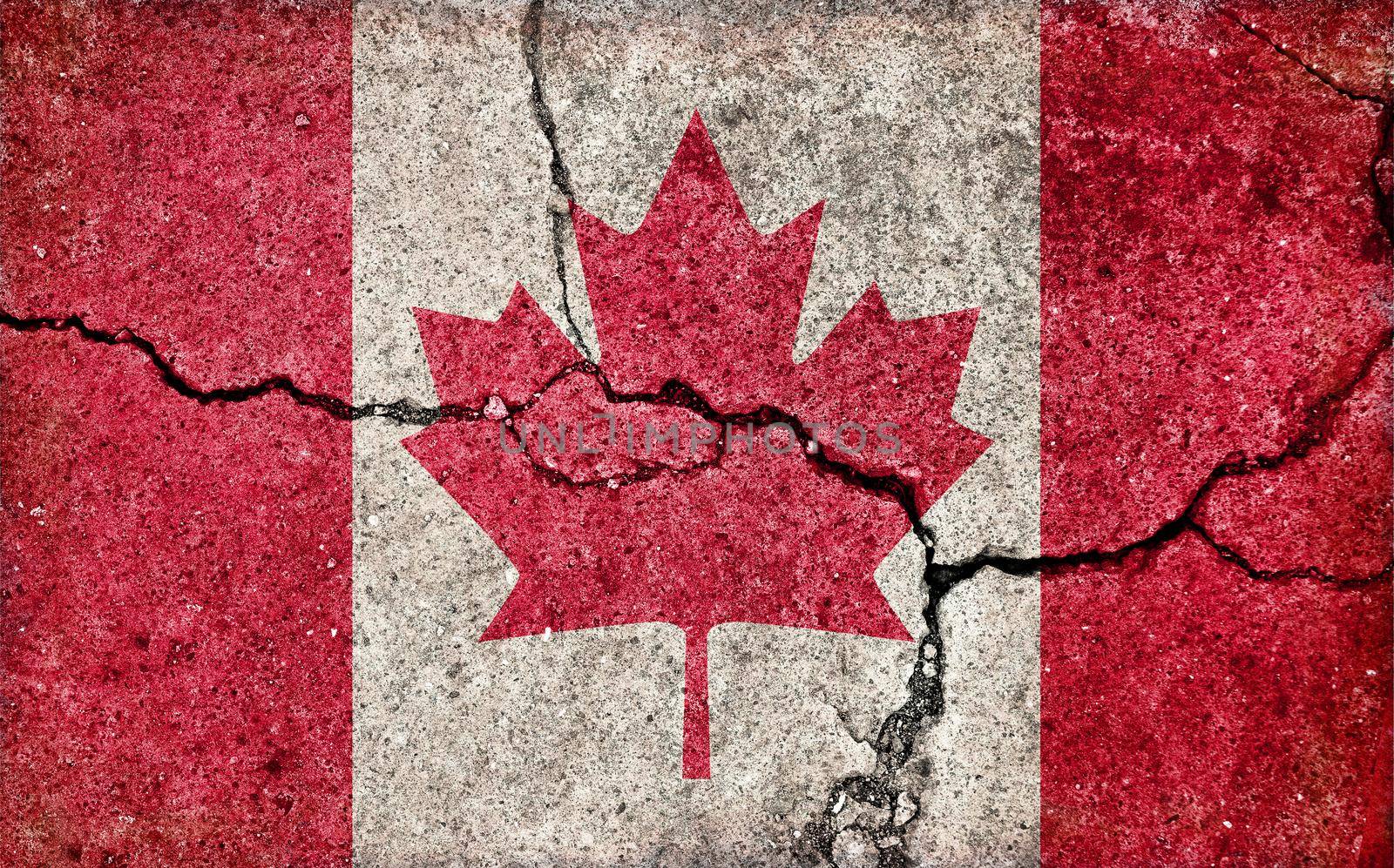 Grunge country flag illustration (cracked concrete background) / Canada