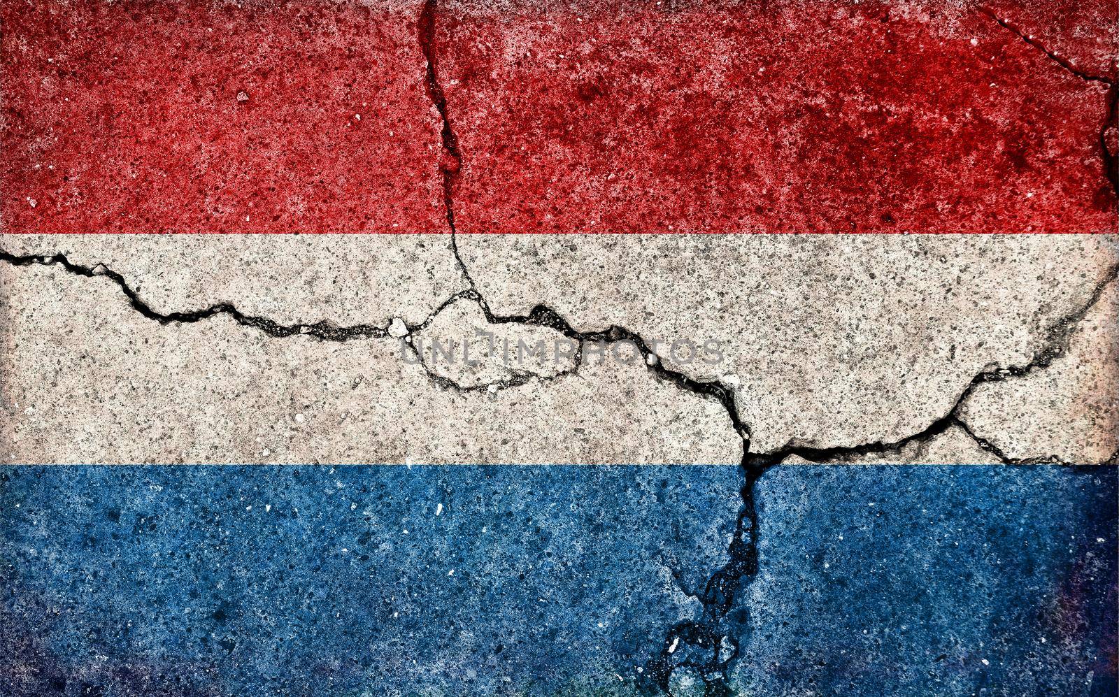 Grunge country flag illustration (cracked concrete background) / Netherlands by barks