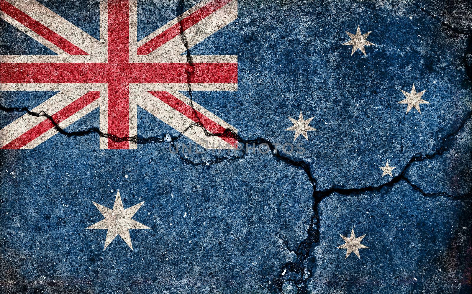 Grunge country flag illustration (cracked concrete background) / Australia
