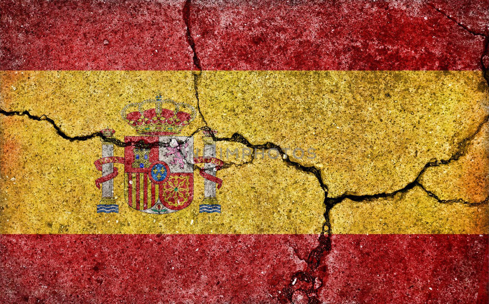 Grunge country flag illustration (cracked concrete background) / Spain by barks
