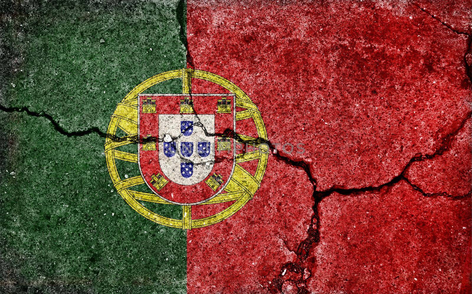 Grunge country flag illustration (cracked concrete background) / Portugal