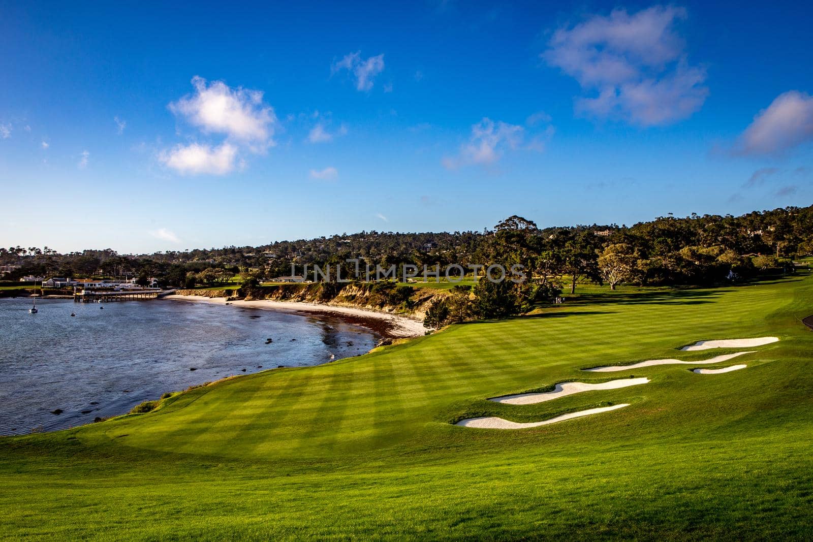 Coastline golf course, greens and bunkers in California, usa