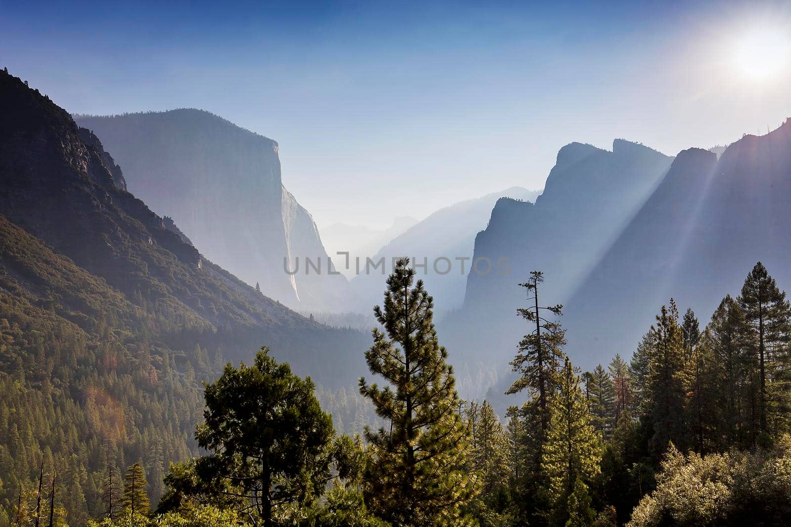 Yosemite valley at the sunrise, Yosemite national park, California, usa