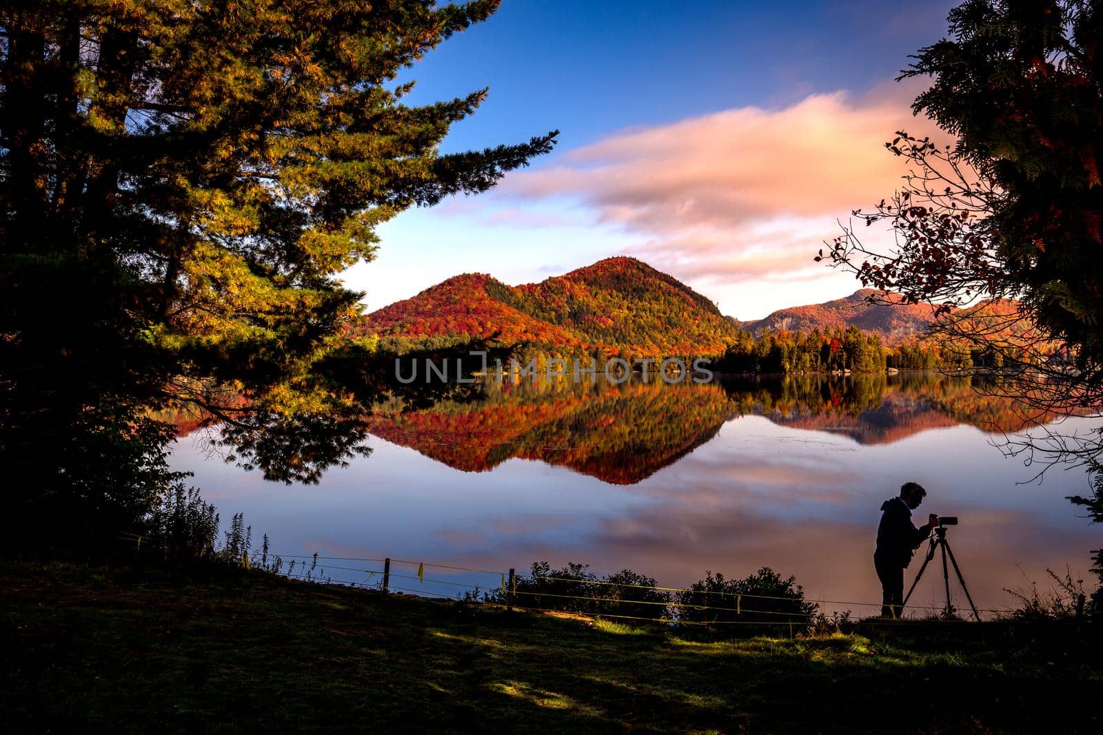 view of the Lac-Superieur, in Laurentides, Mont-tremblant, Quebec, Canada